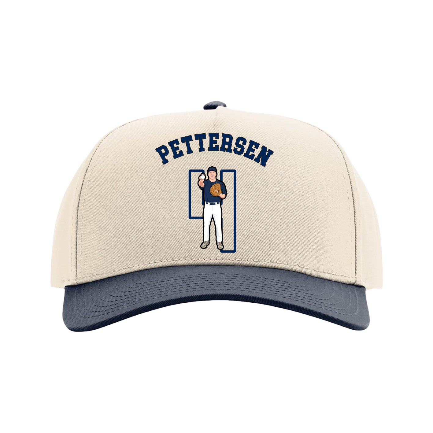 Full Fabric Five-Panel Champ Cap — Shirsey Arch in Cream/Navy