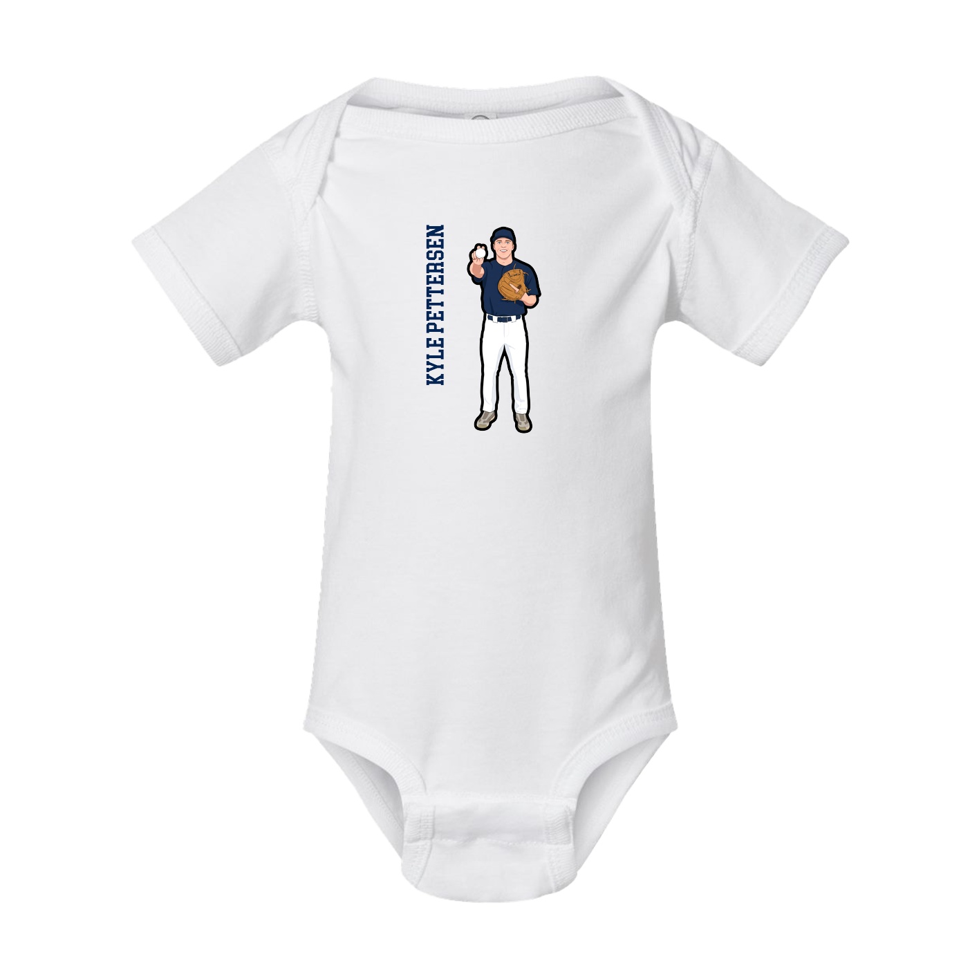Baby Onesie — Name Vertical in White
