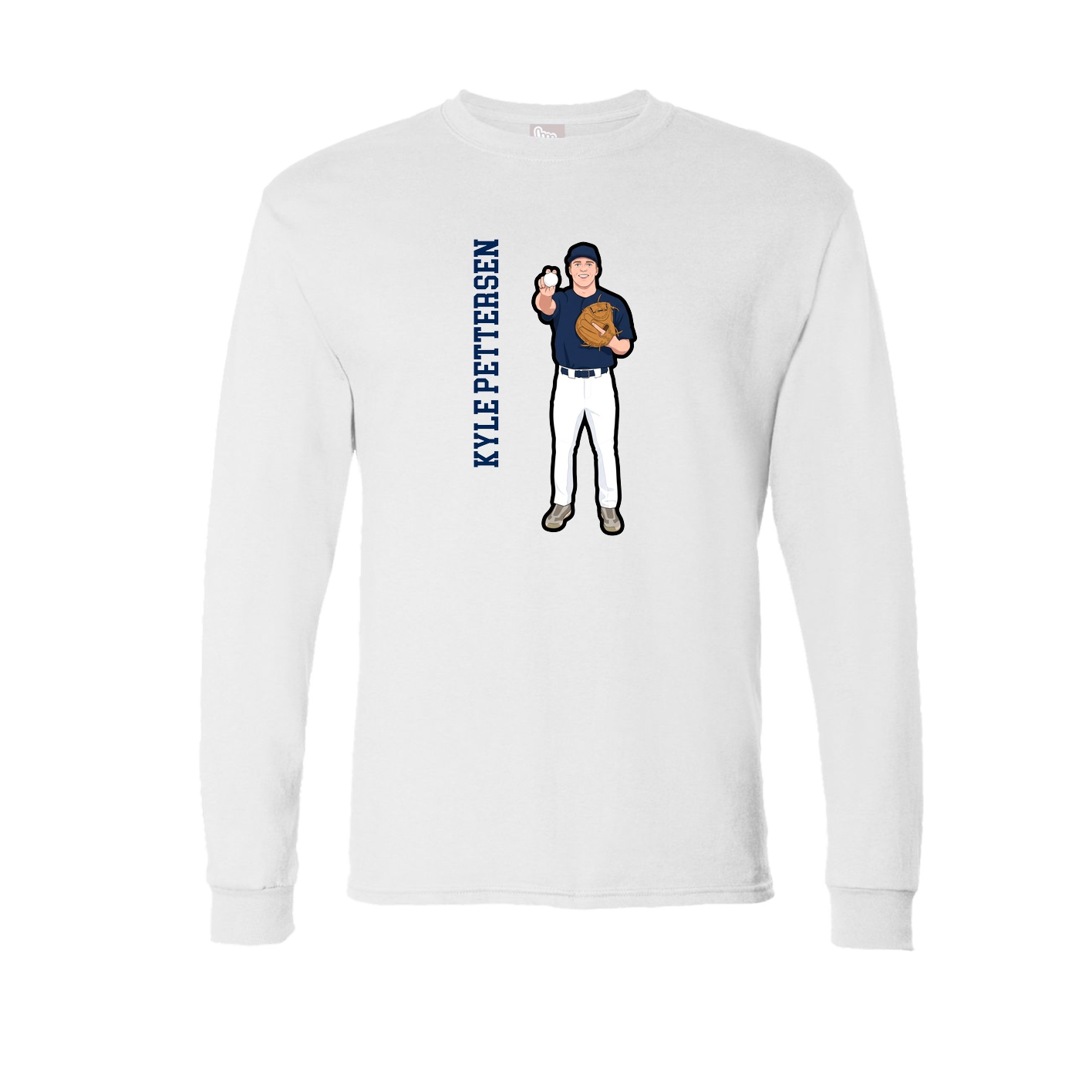 Long Sleeve Tee — Name Vertical in White