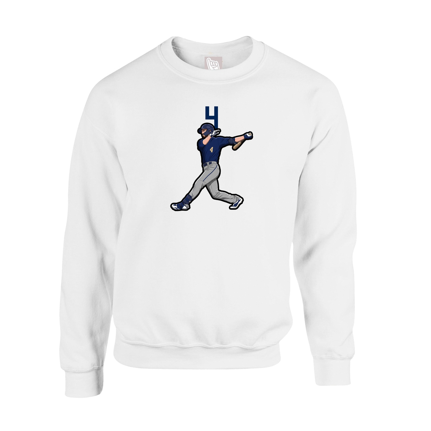 Fleece Crew — Number Top in White