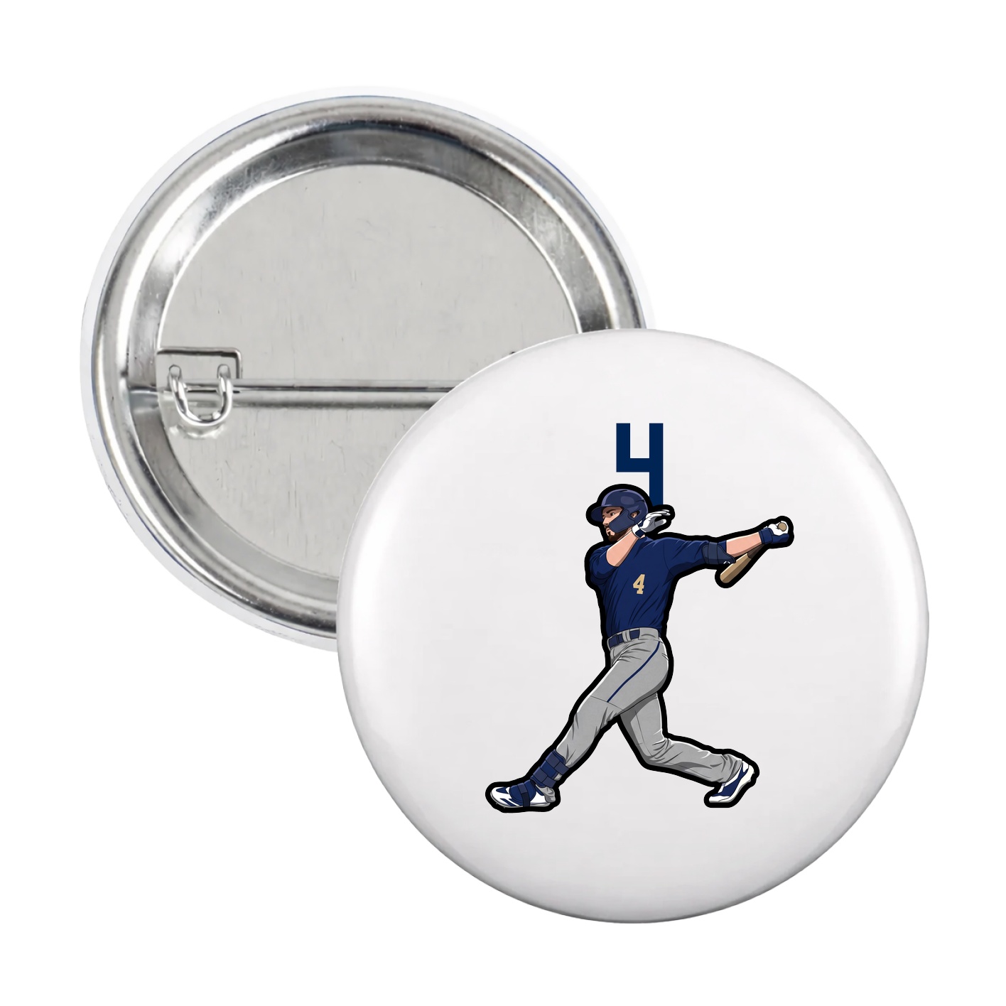 Game Day Button — Number Top in White