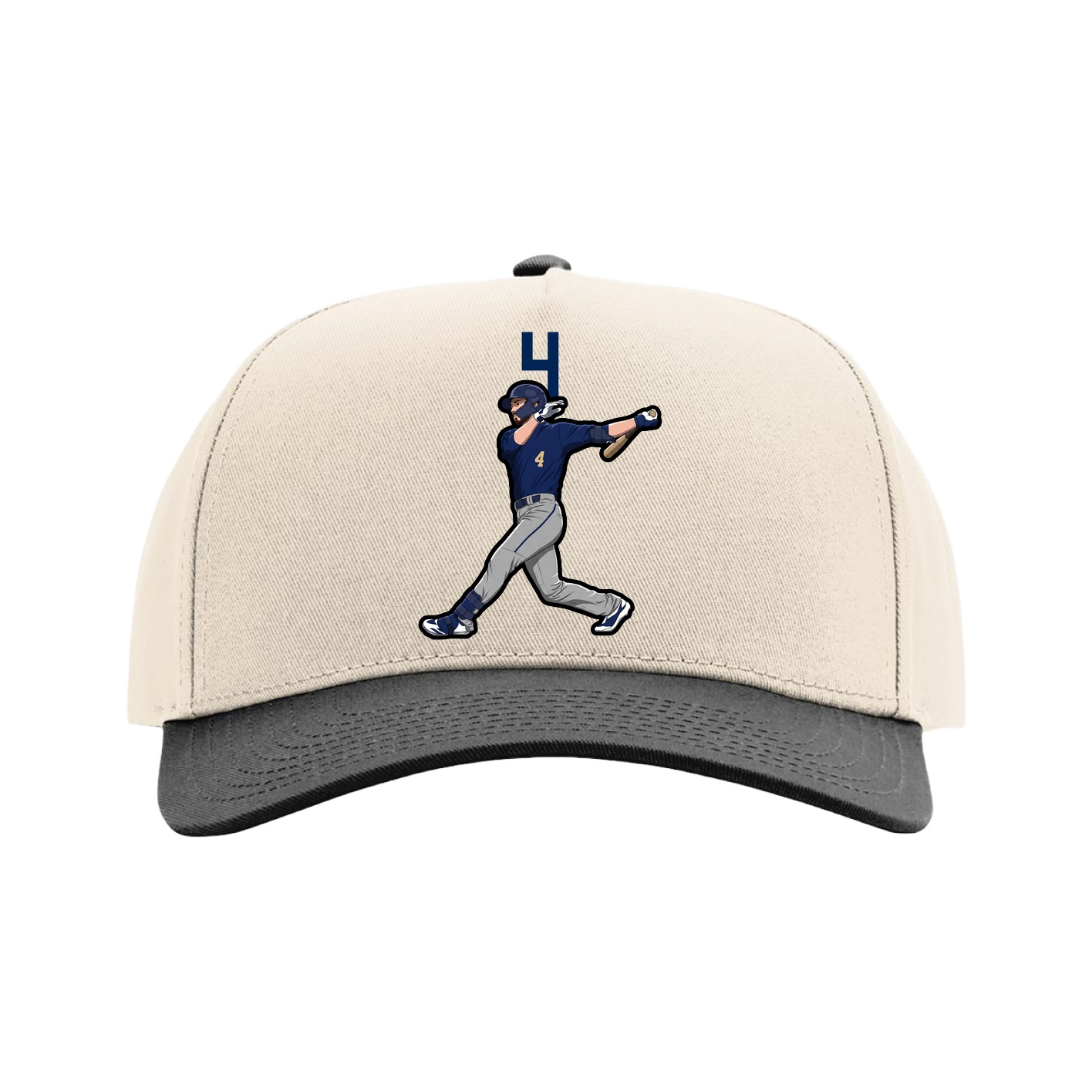 Full Fabric Five-Panel Champ Cap — Number Top in Cream/Black