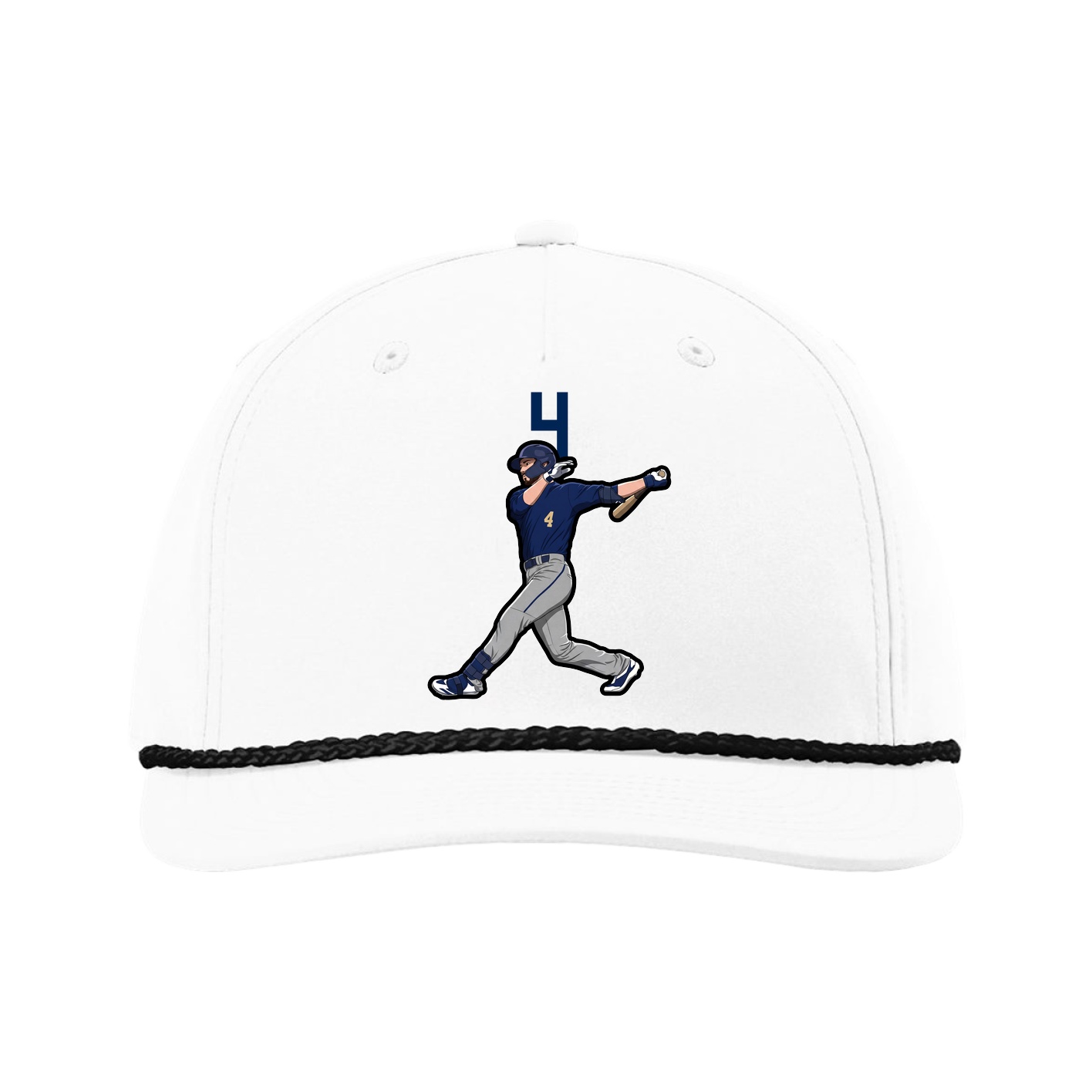 Five-Panel Classic Rope Cap — Number Top in White