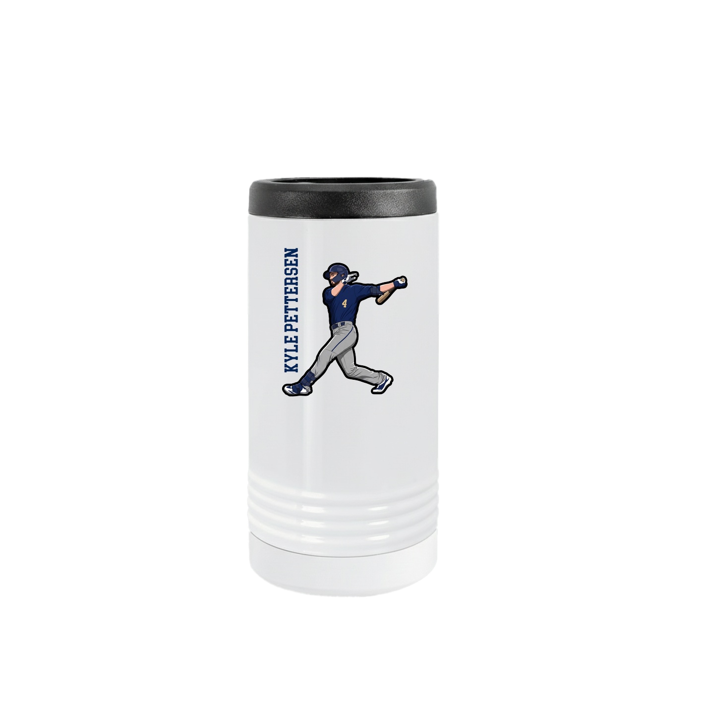 Slim Beverage Holder — Name Vertical in White