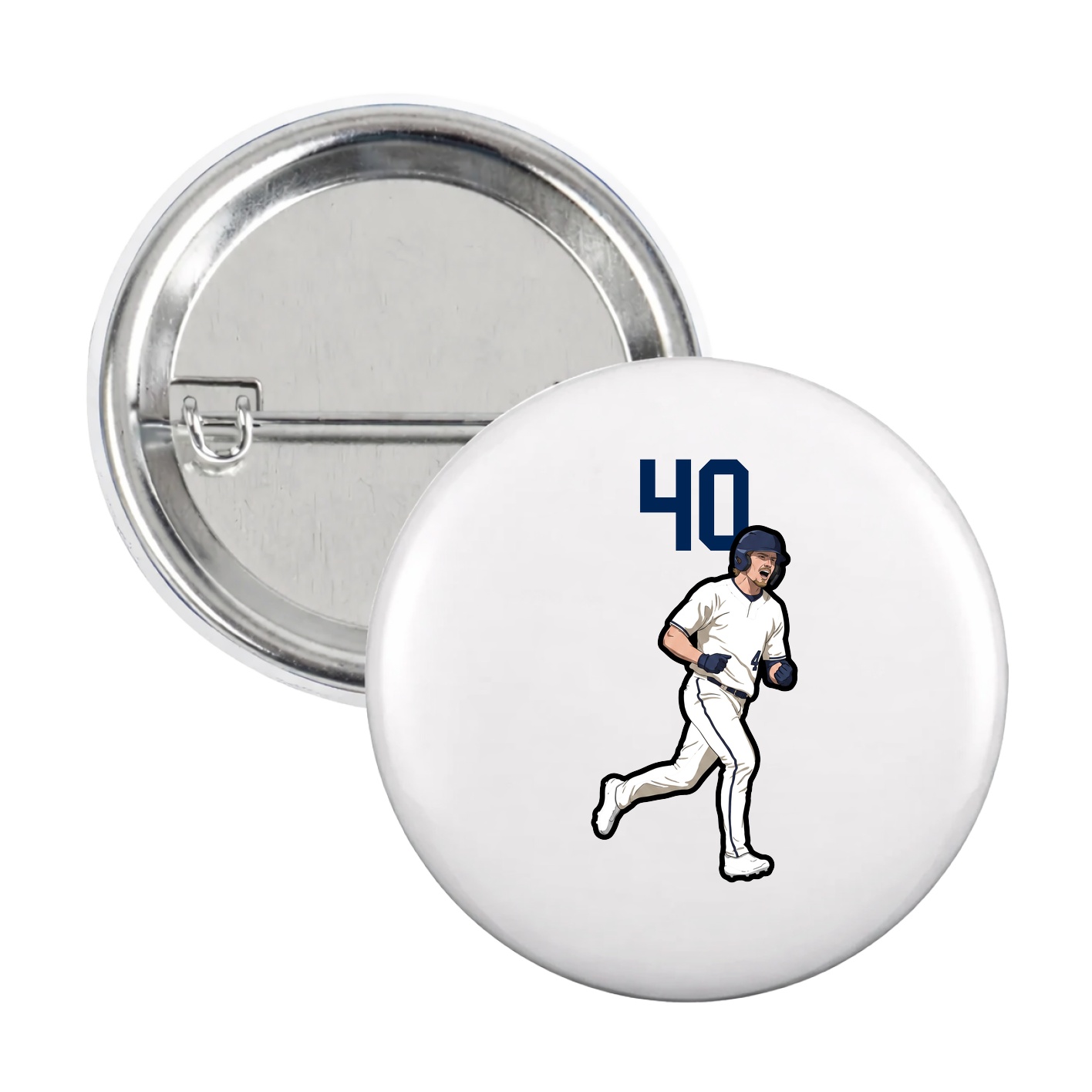 Game Day Button — Number Top in White