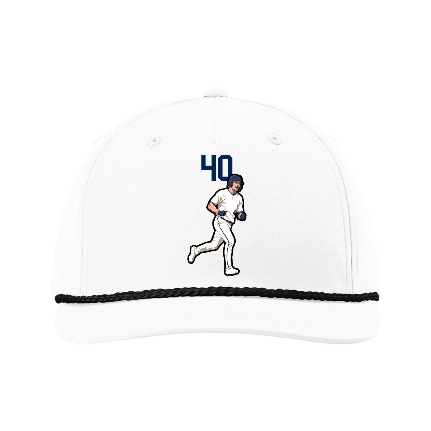 Five-Panel Classic Rope Cap — Number Top in White