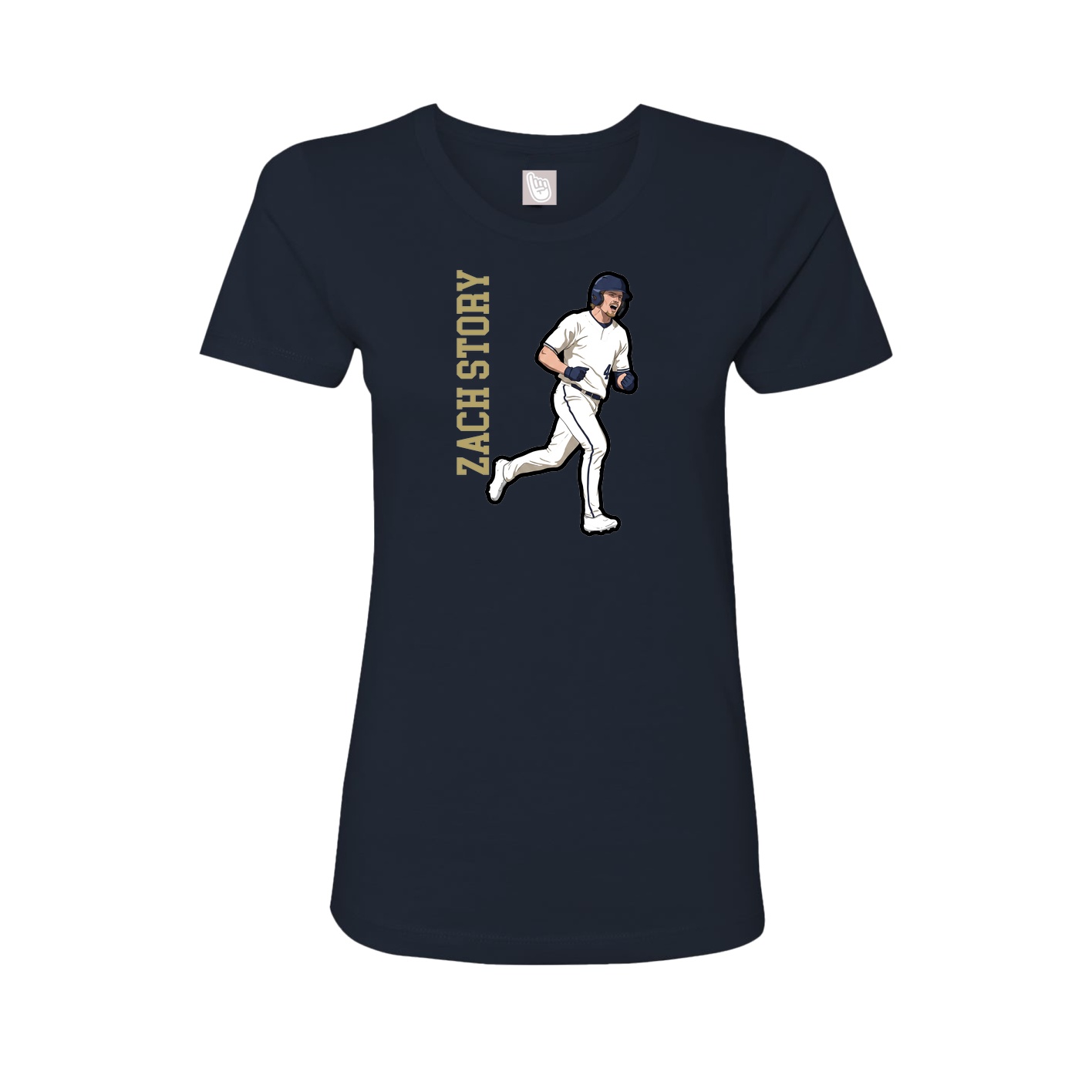 Fitted Women's Tee — Name Vertical in Navy