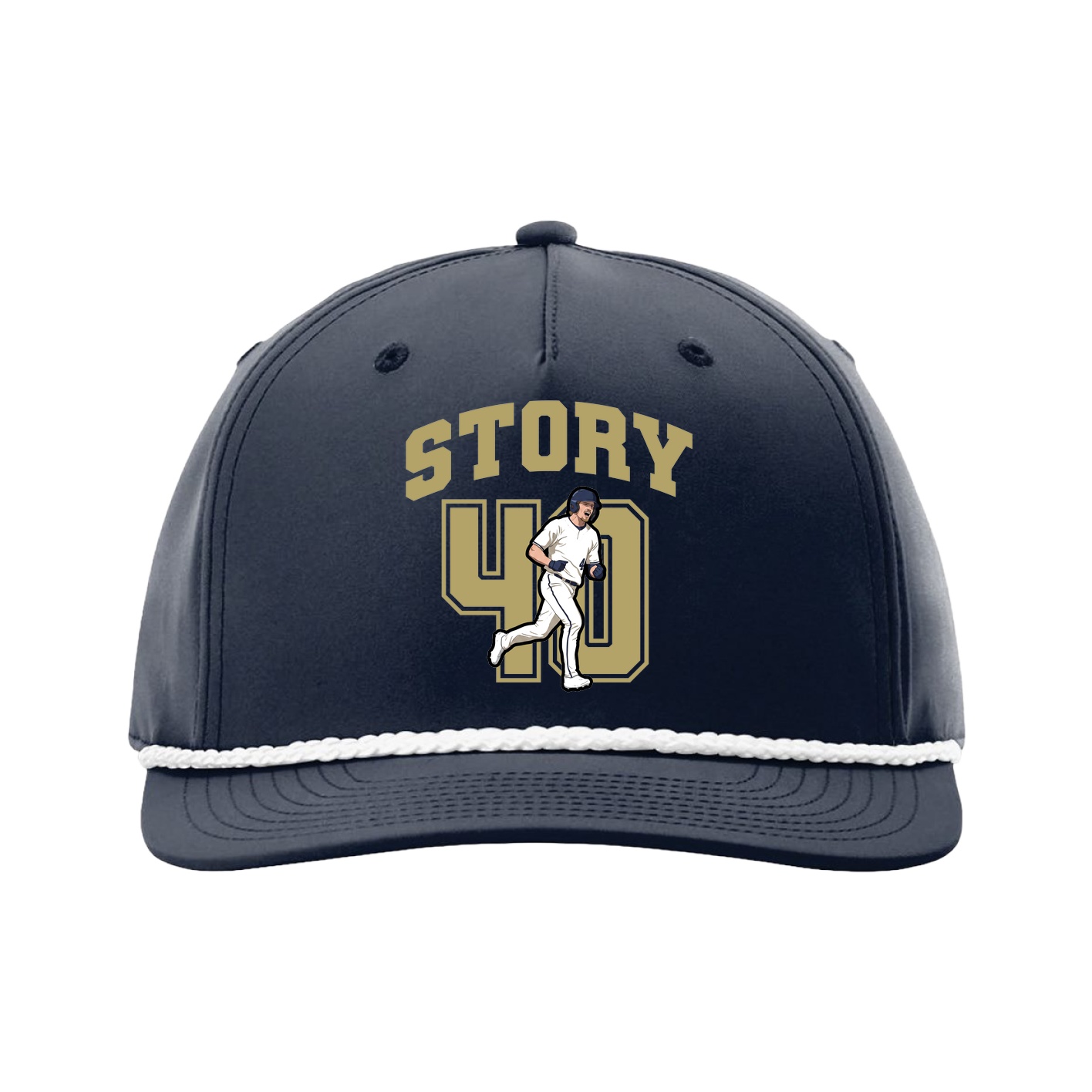 Five-Panel Classic Rope Cap — Number in Navy
