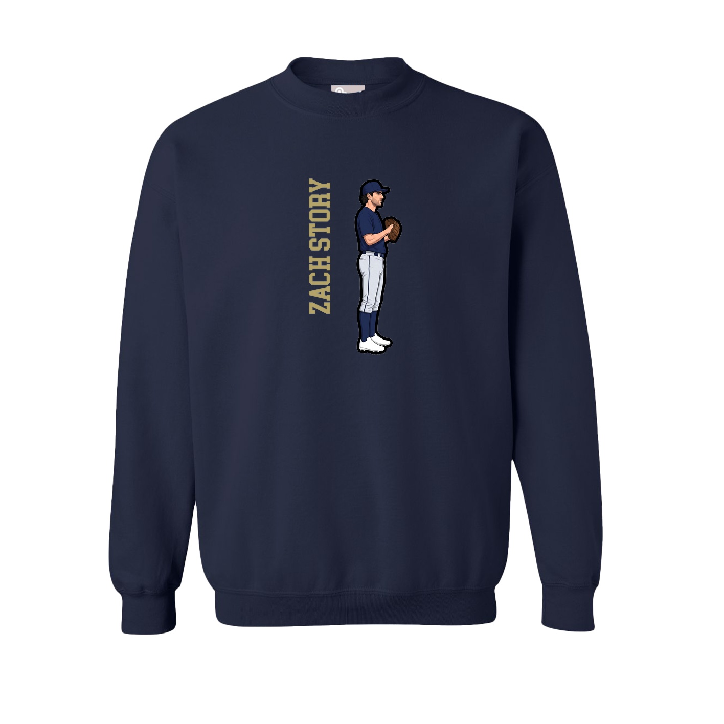 Fleece Crew — Name Vertical in Navy