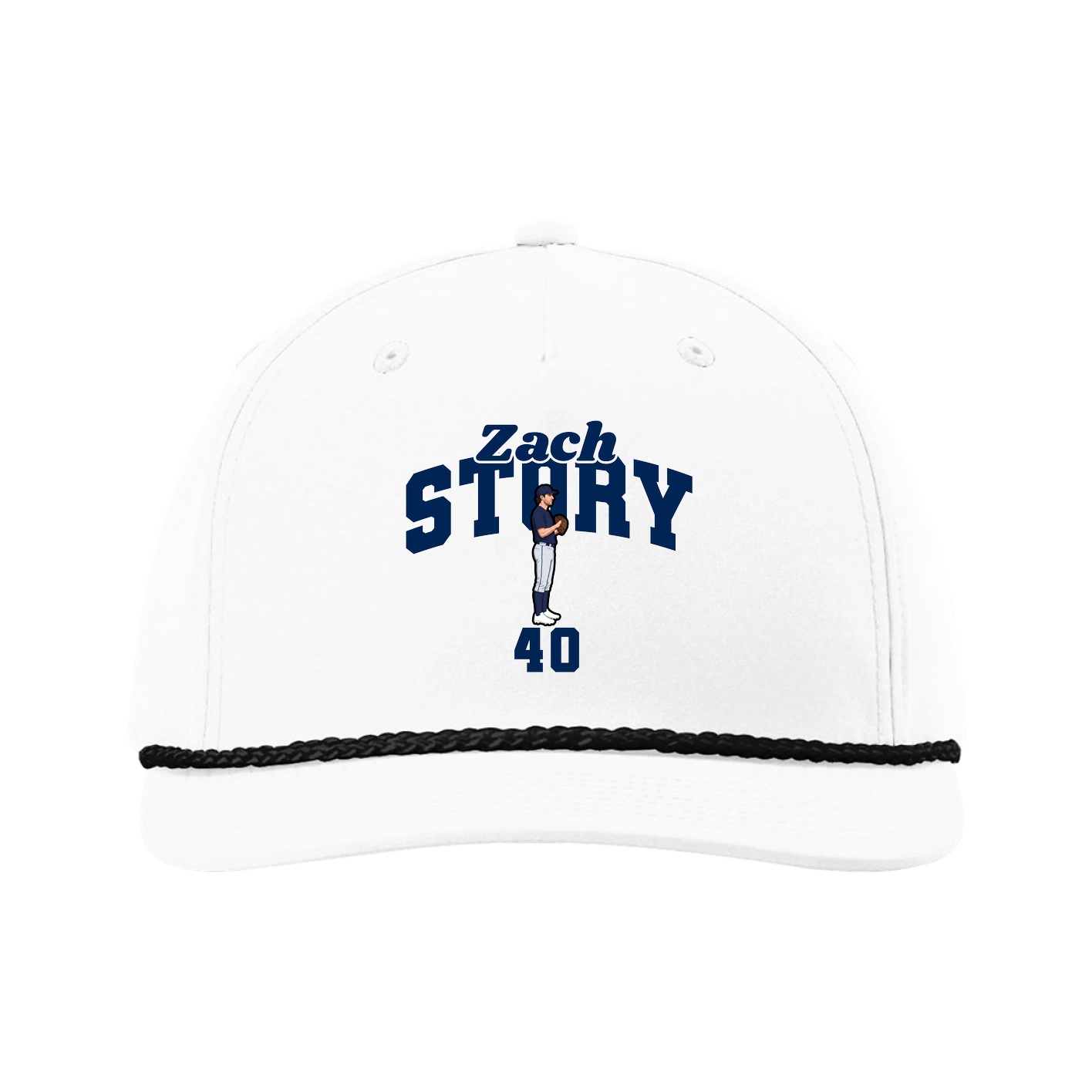 Five-Panel Classic Rope Cap — Signature Arch in White