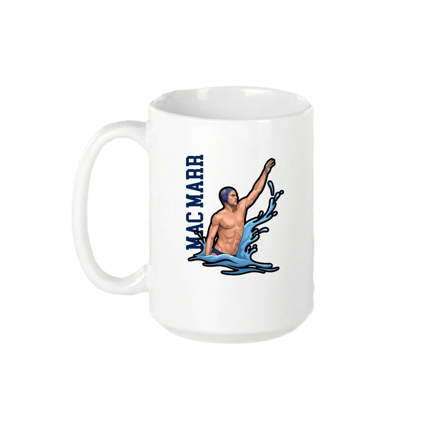 15oz Coffee Mug — Name Vertical in White