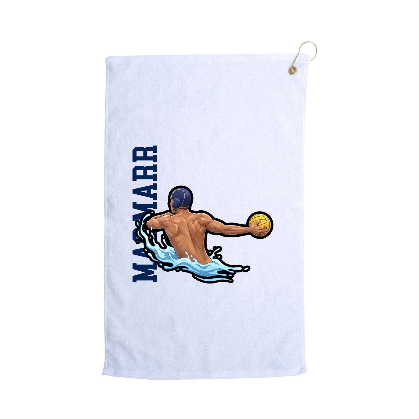 Golf Towel — Name Vertical in White