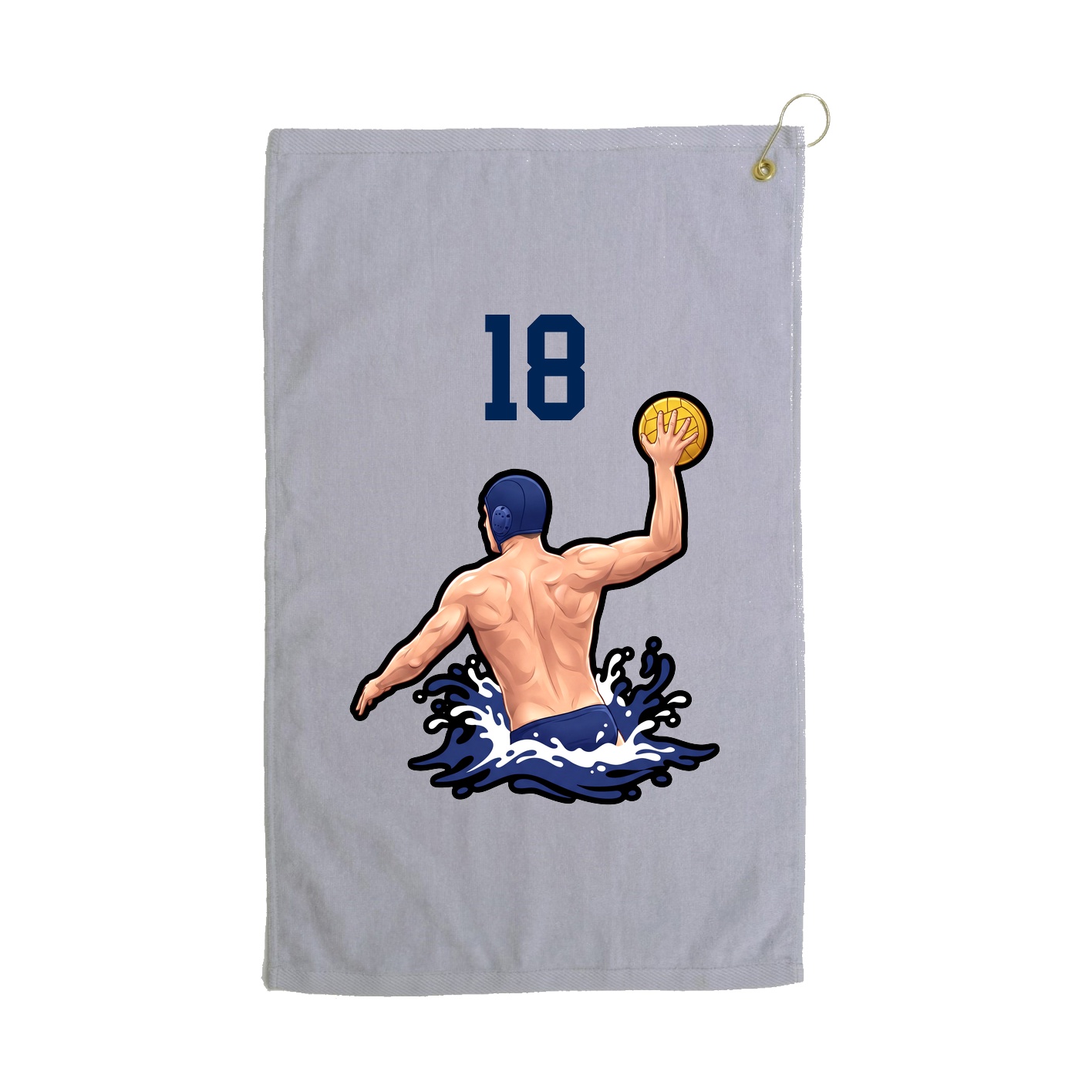 Golf Towel — Number Top in Grey