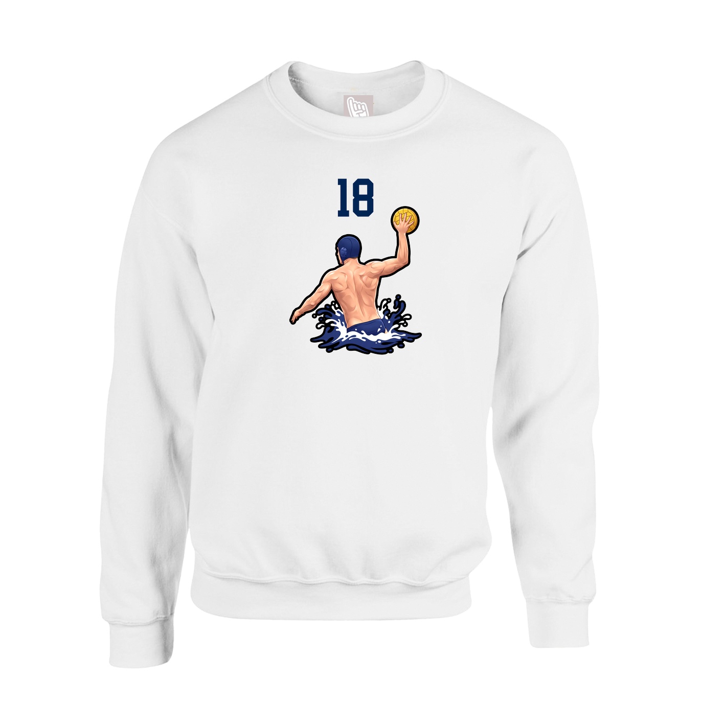 Fleece Crew — Number Top in White