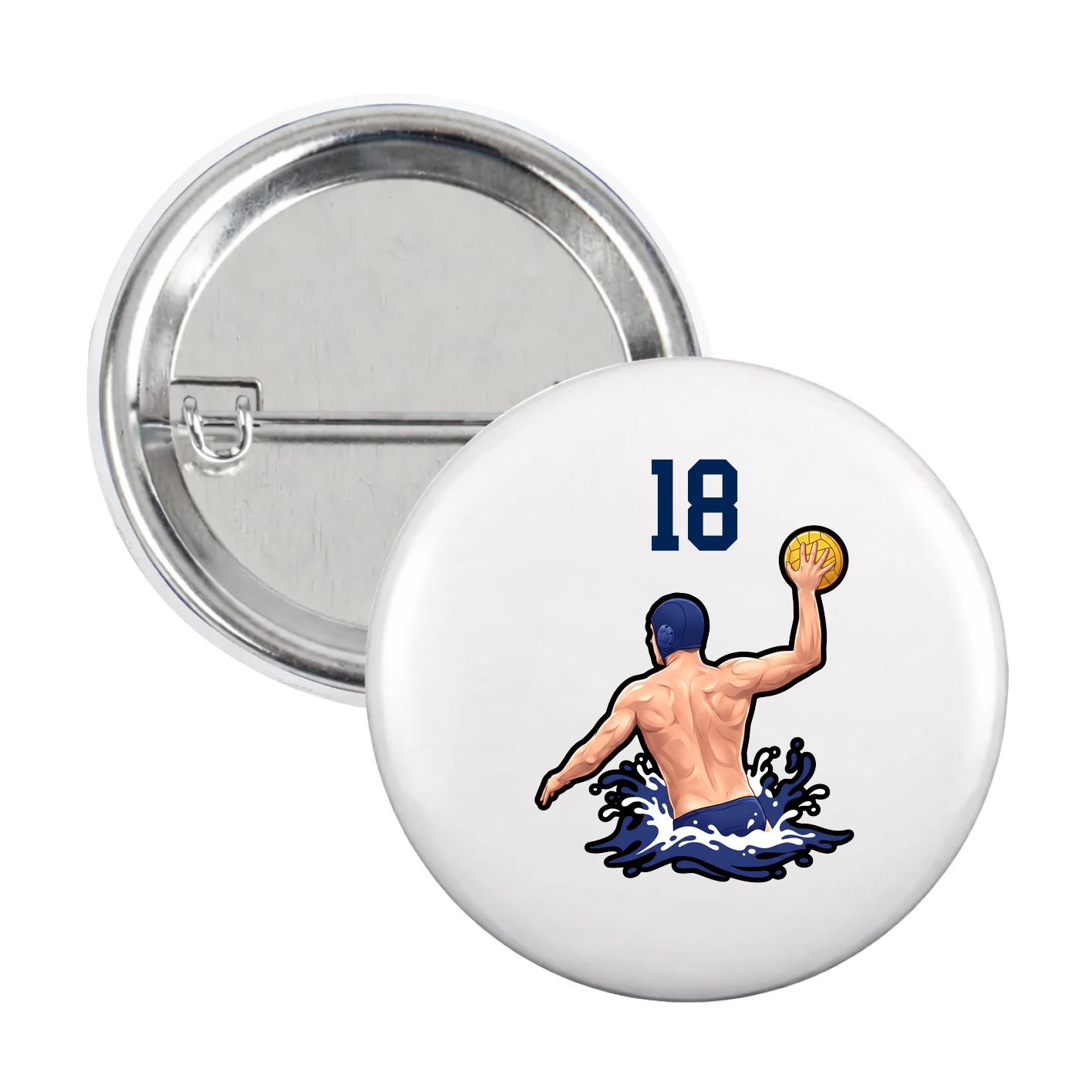 Game Day Button — Number Top in White