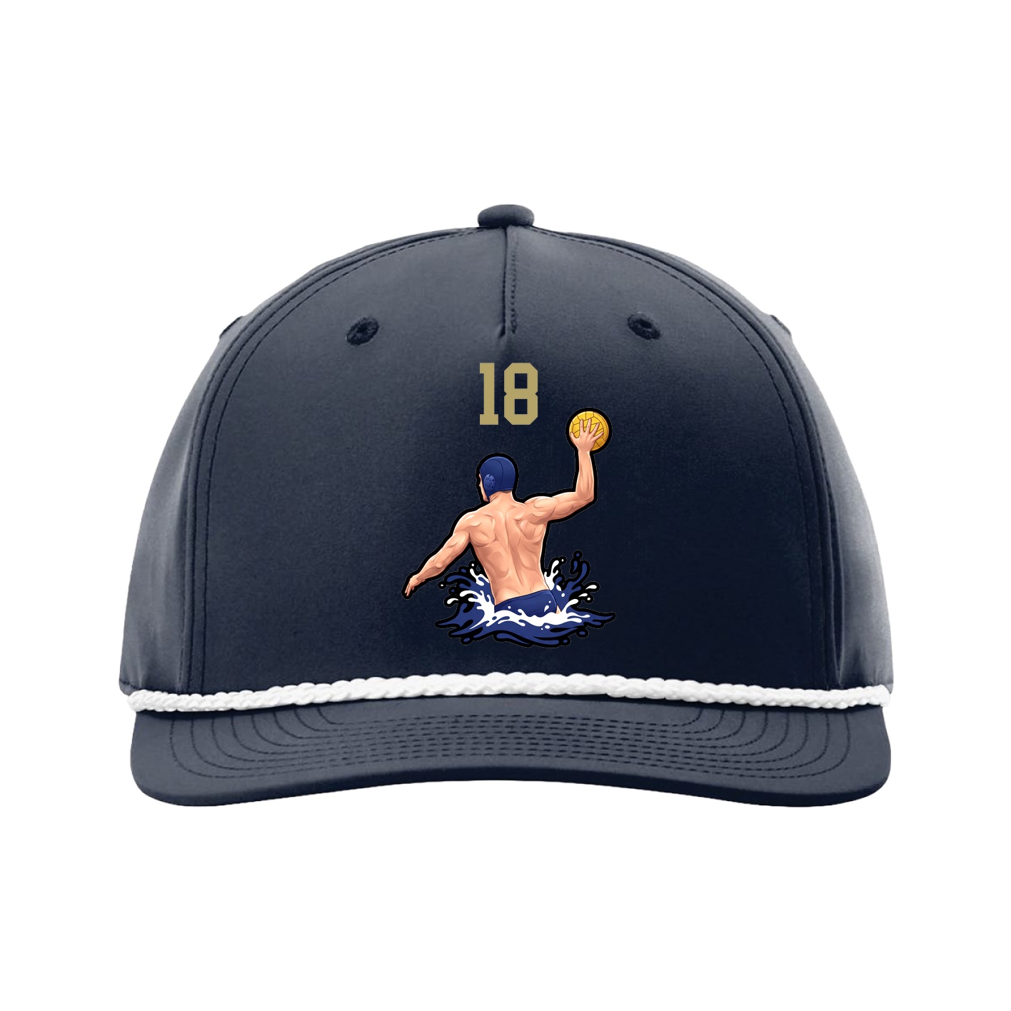 Five-Panel Classic Rope Cap — Number Top in Navy