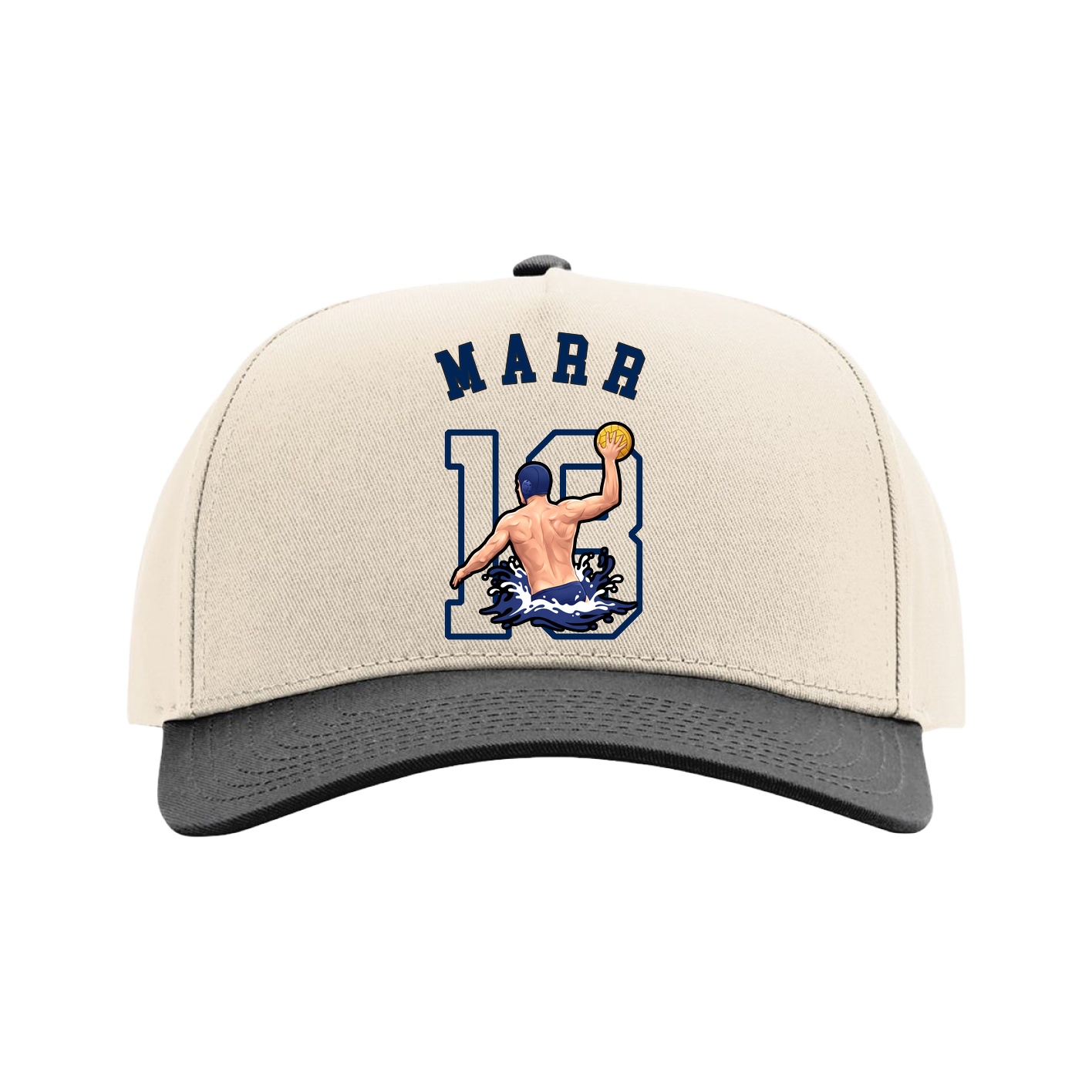 Full Fabric Five-Panel Champ Cap — Shirsey Arch in Cream/Black