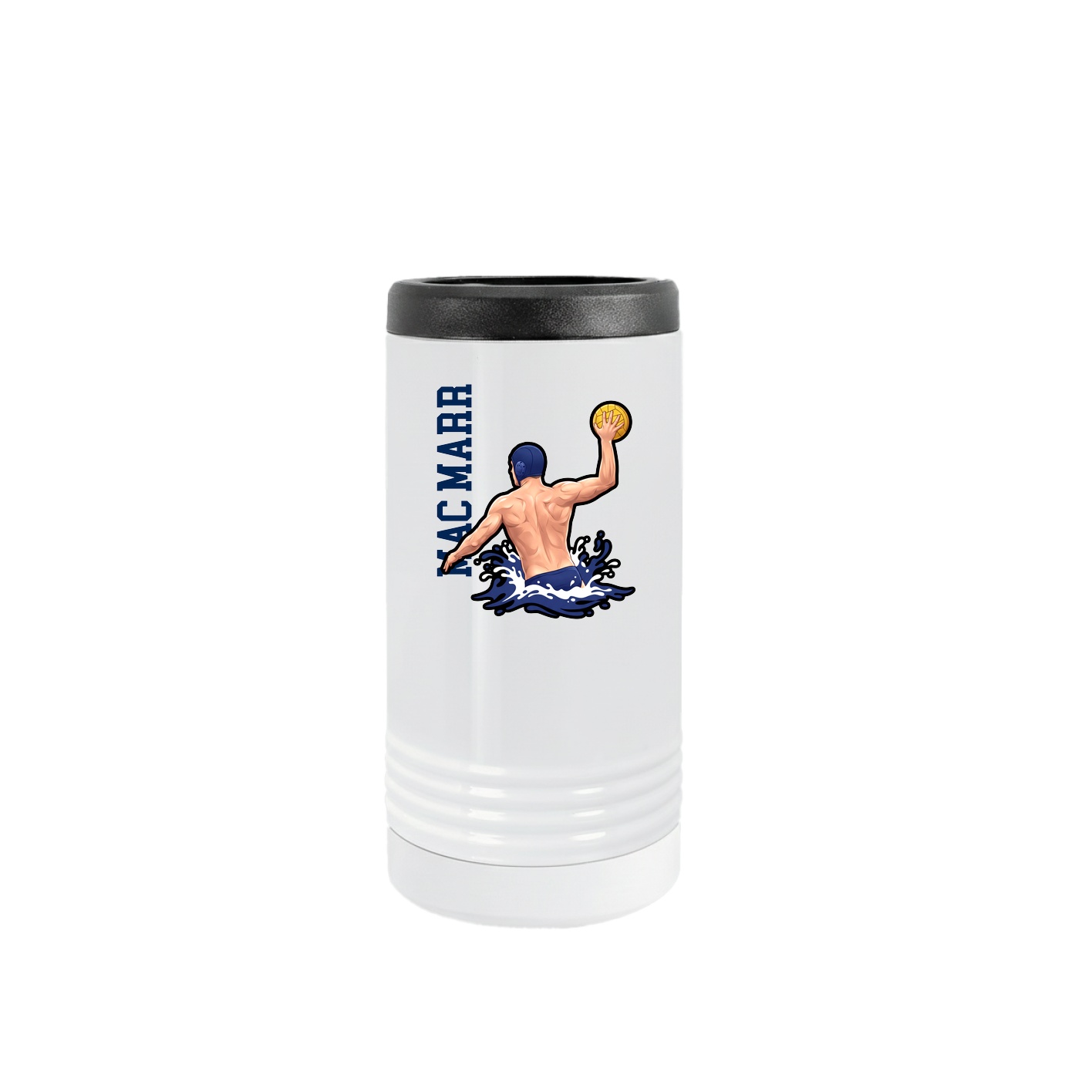 Slim Beverage Holder — Name Vertical in White