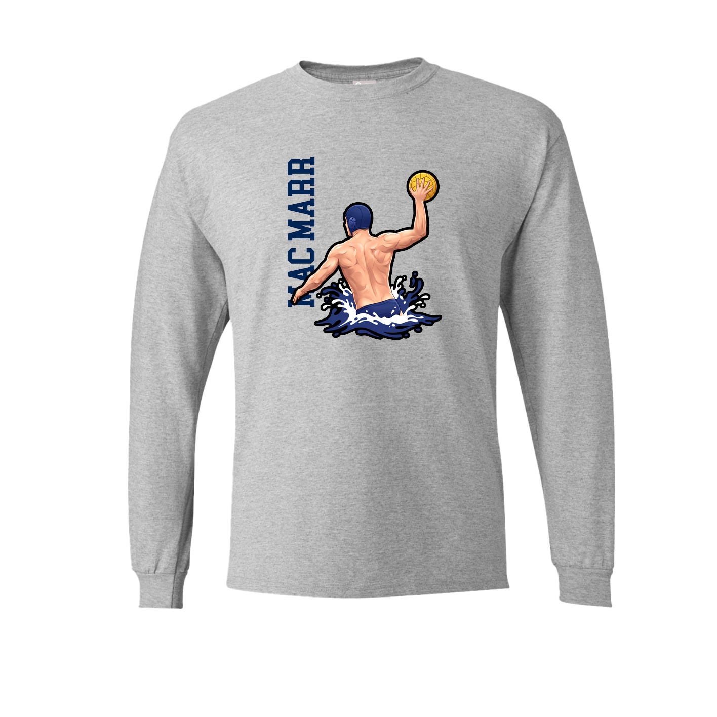 Long Sleeve Tee — Name Vertical in Grey