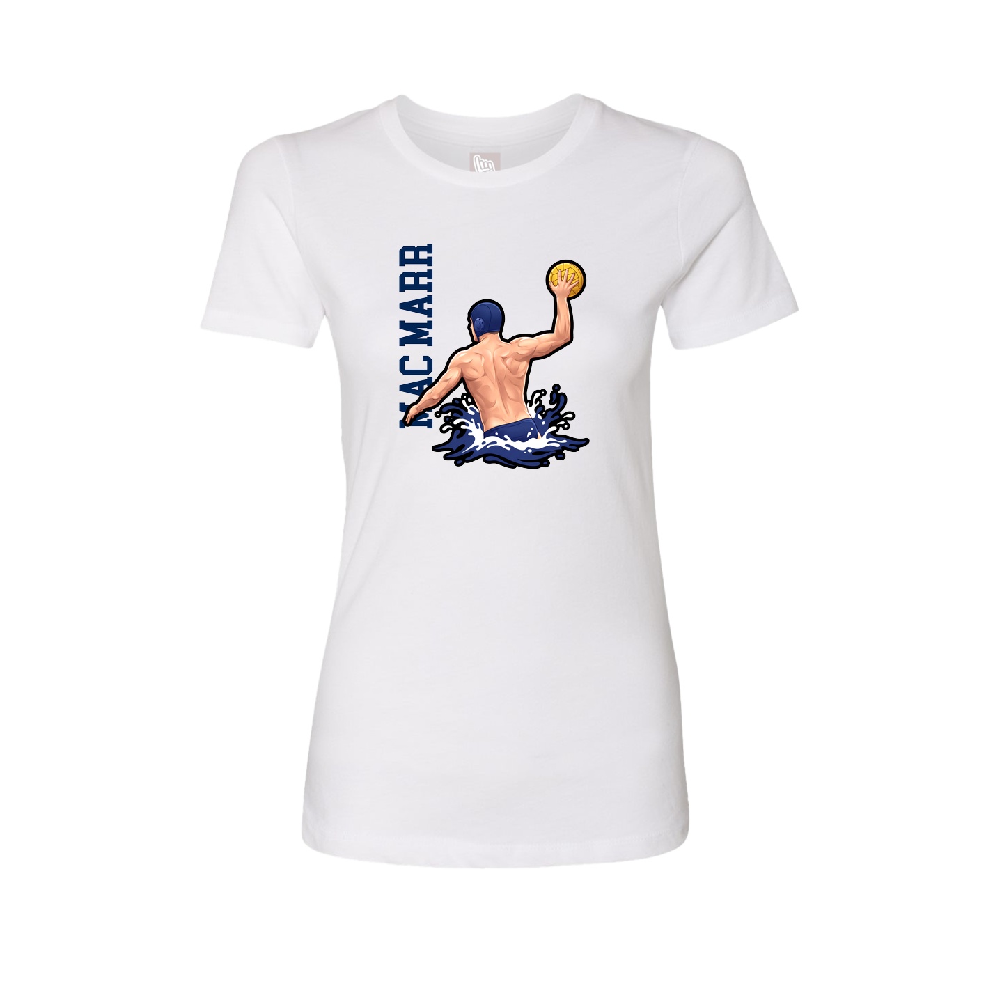 Fitted Women's Tee — Name Vertical in White