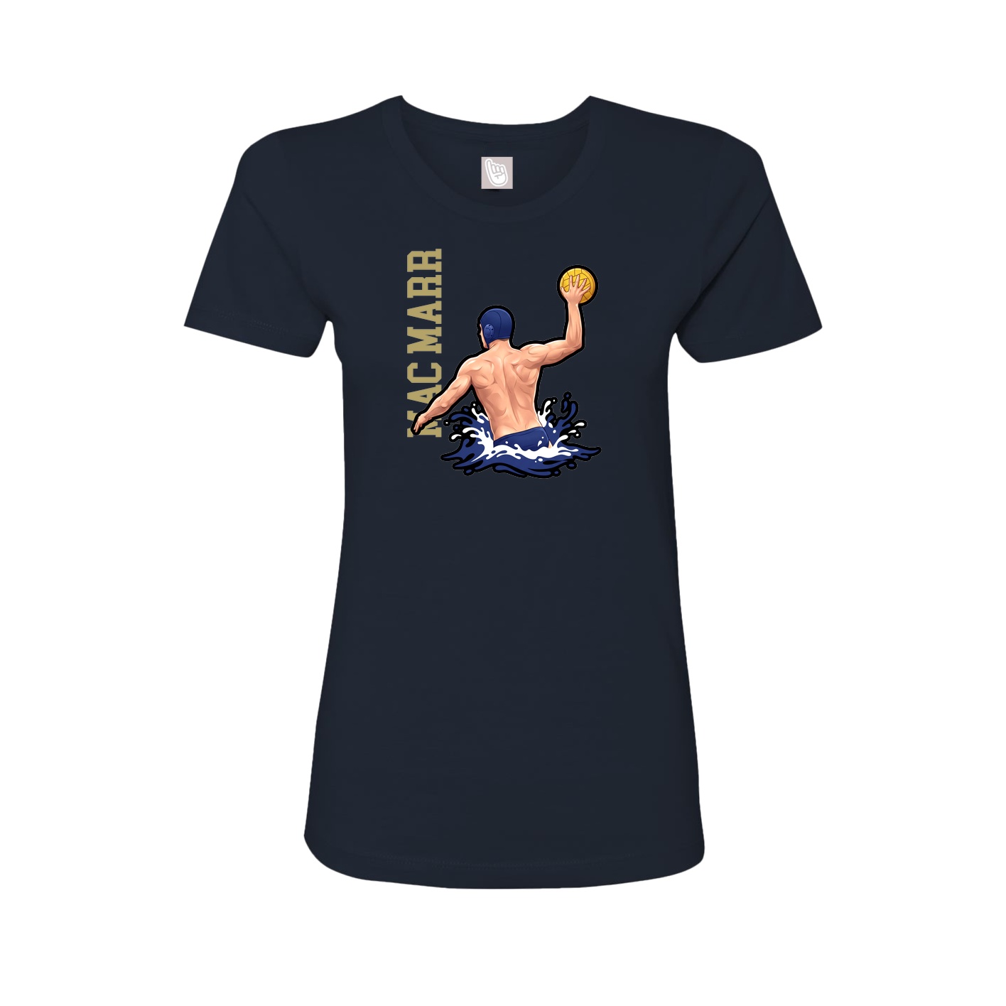 Womens Tee — Name Vertical in Navy