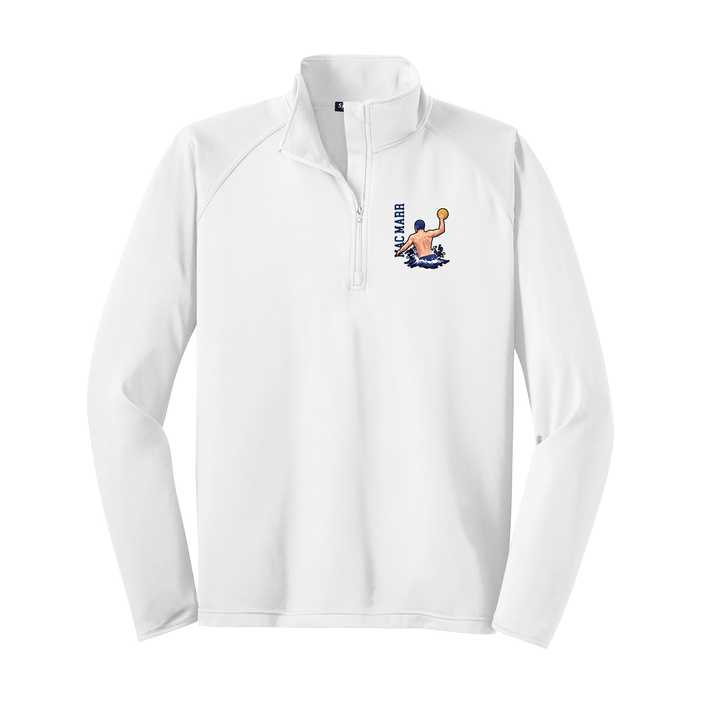 Q-Zip Pullover — Name Vertical in White