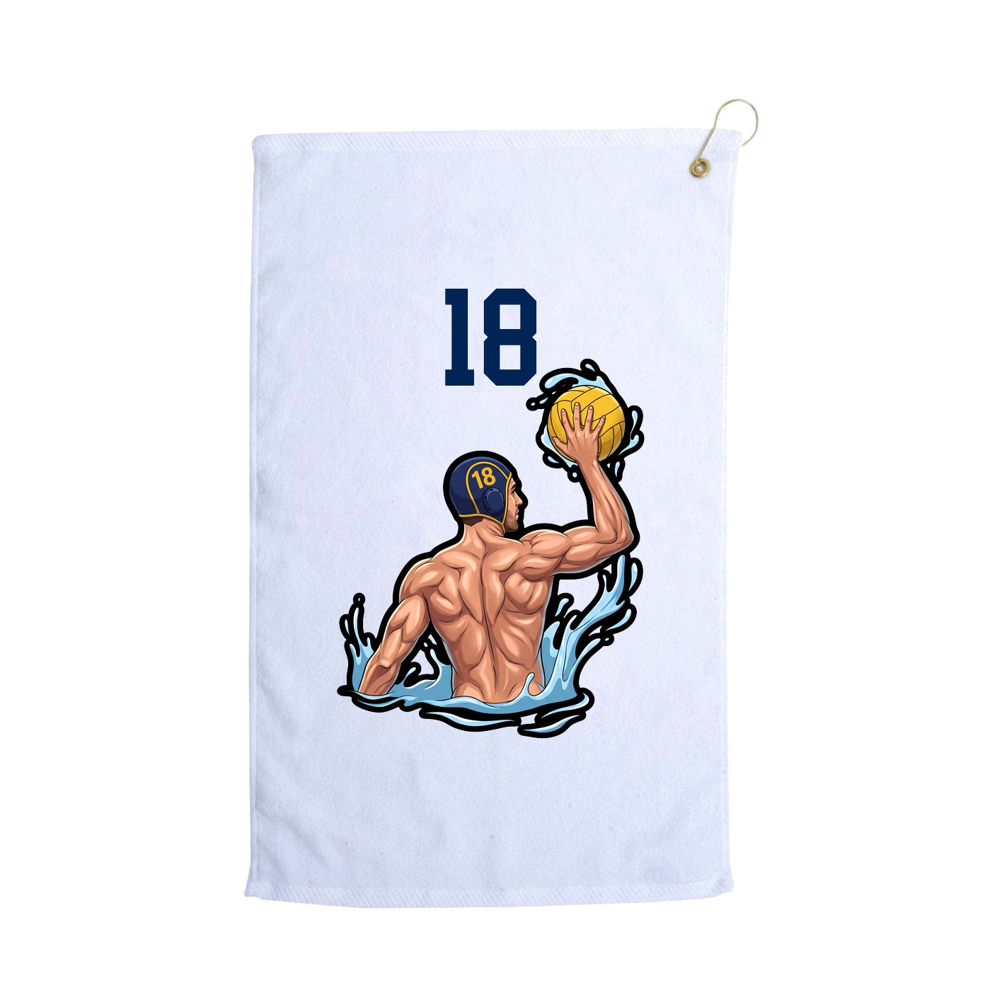 Golf Towel — Number Top in White