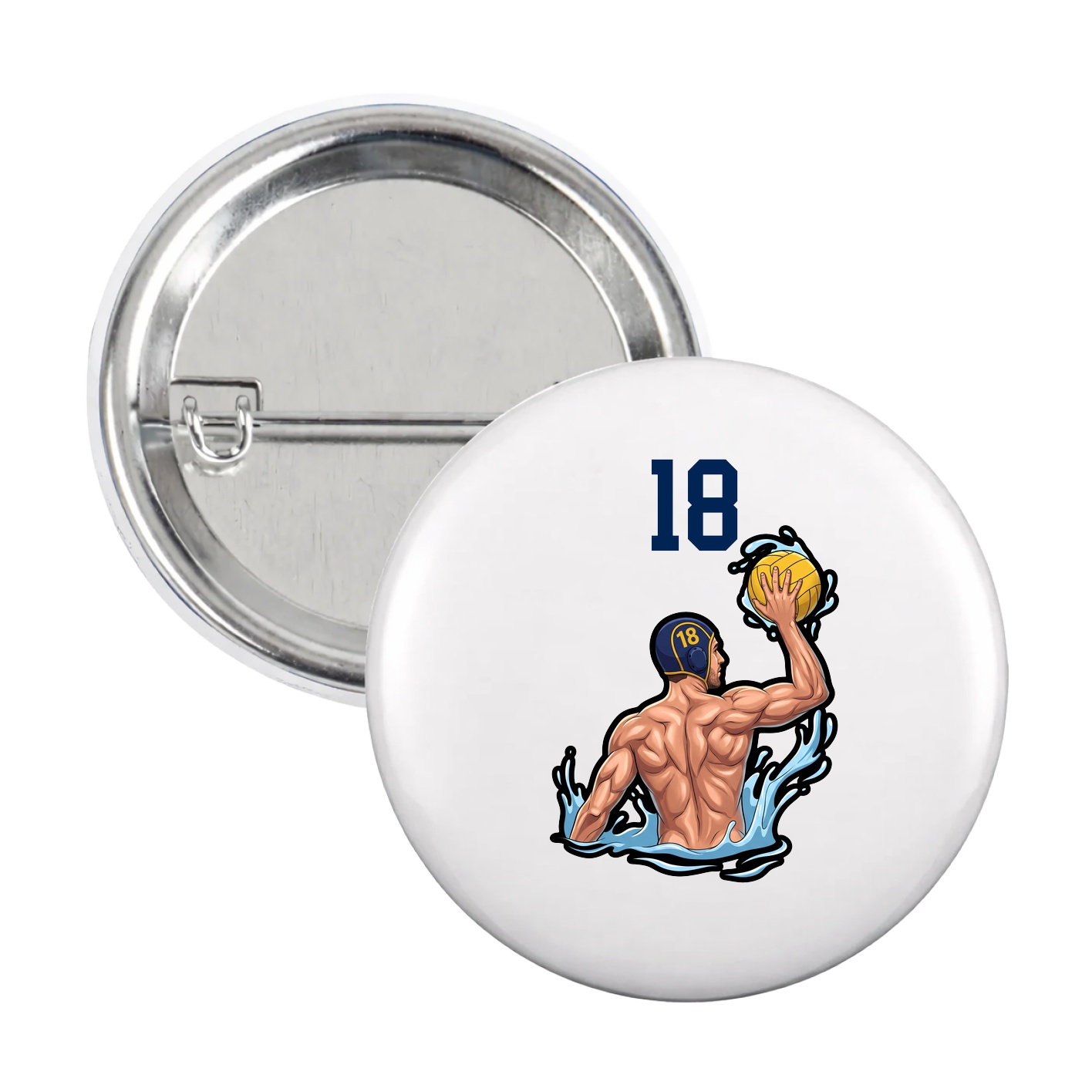 Game Day Button — Number Top in White