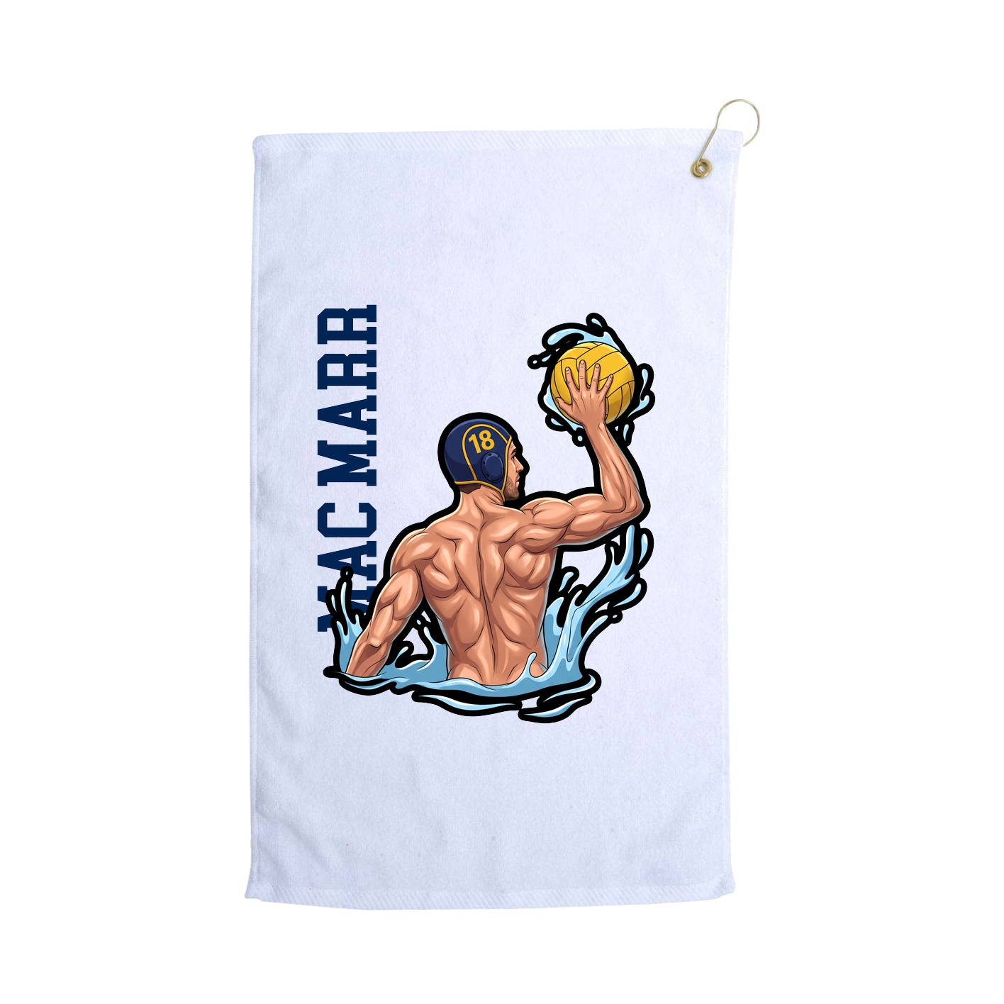 Golf Towel — Name Vertical in White