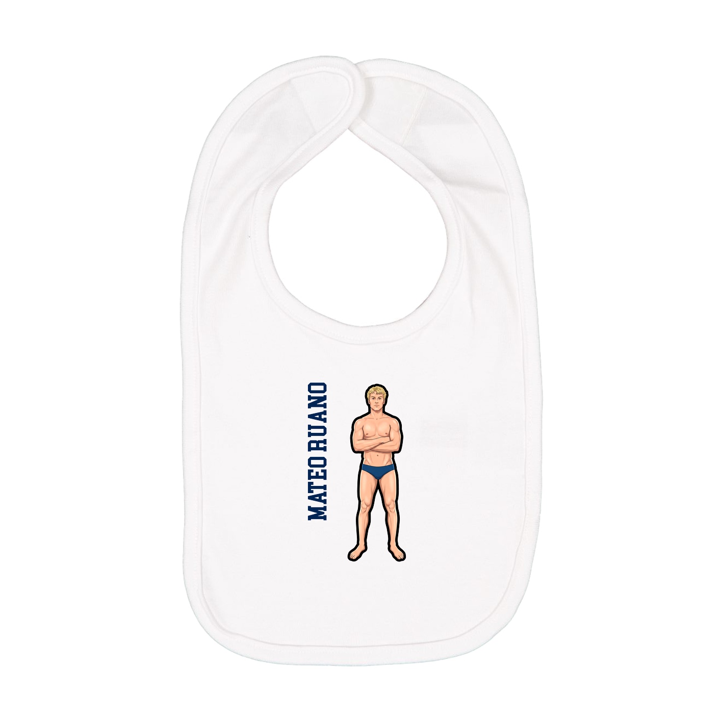 Infant Bib — Name Vertical in White