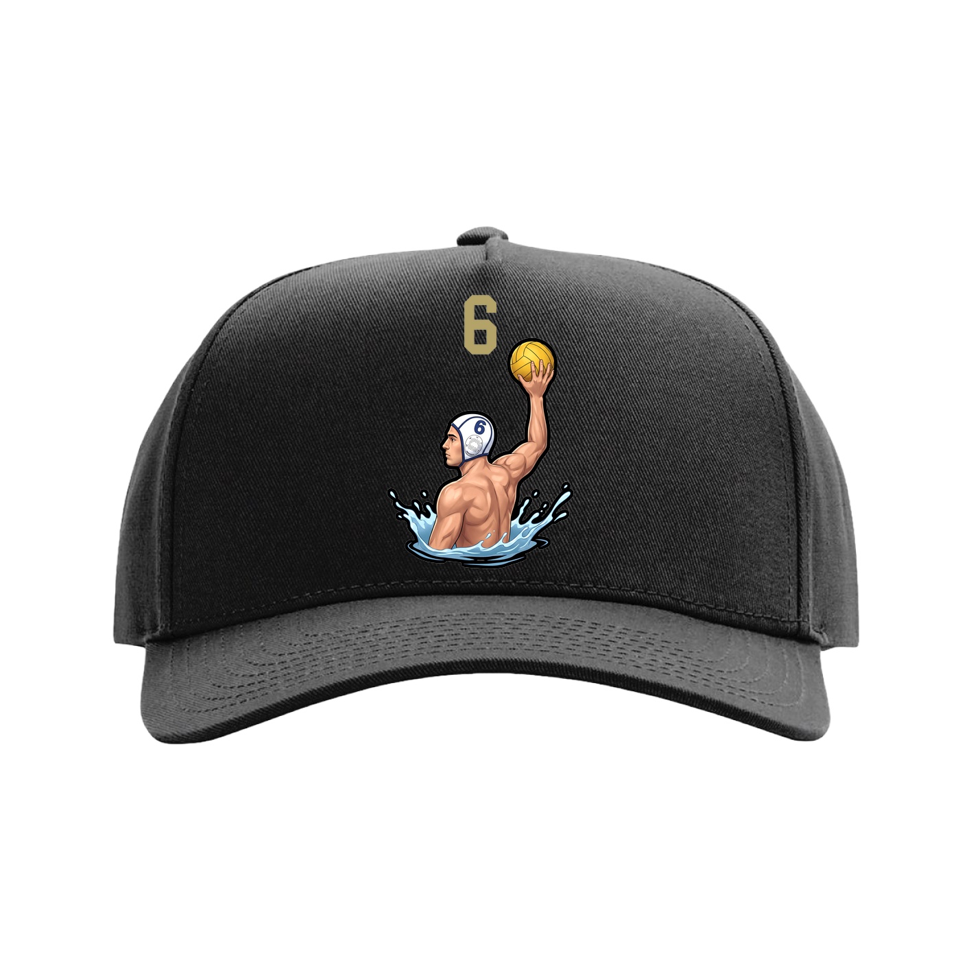 Full Fabric Five-Panel Champ Cap — Number Top in Black