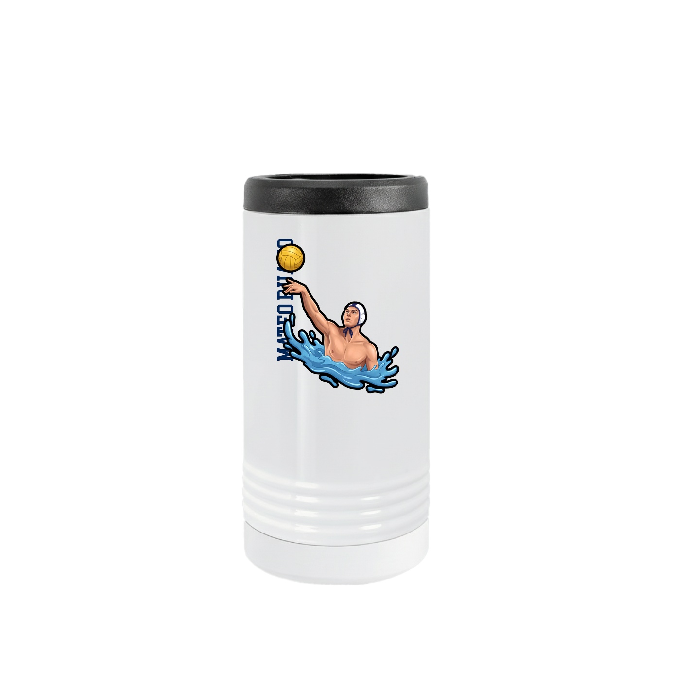 Slim Beverage Holder — Name Vertical in White