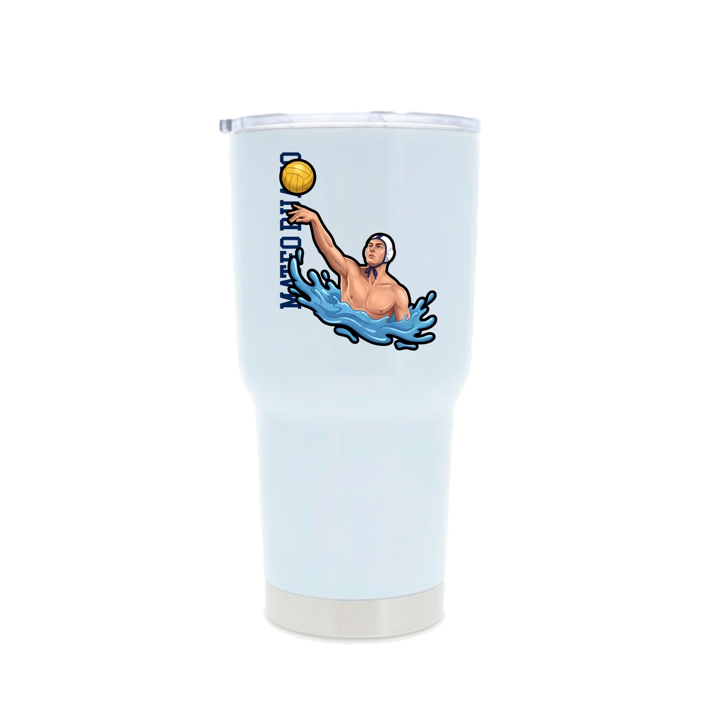 30oz Stainless Steel Tumbler — Name Vertical in White