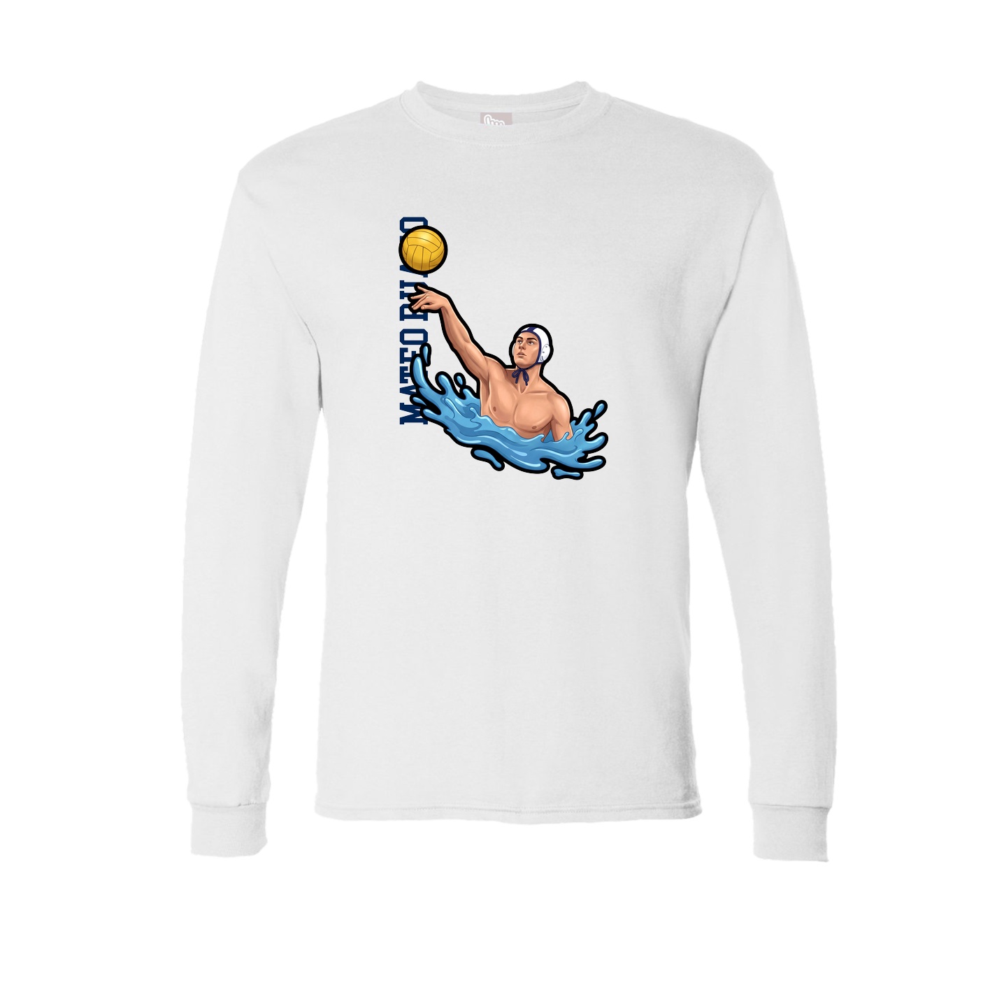 Long Sleeve Tee — Name Vertical in White