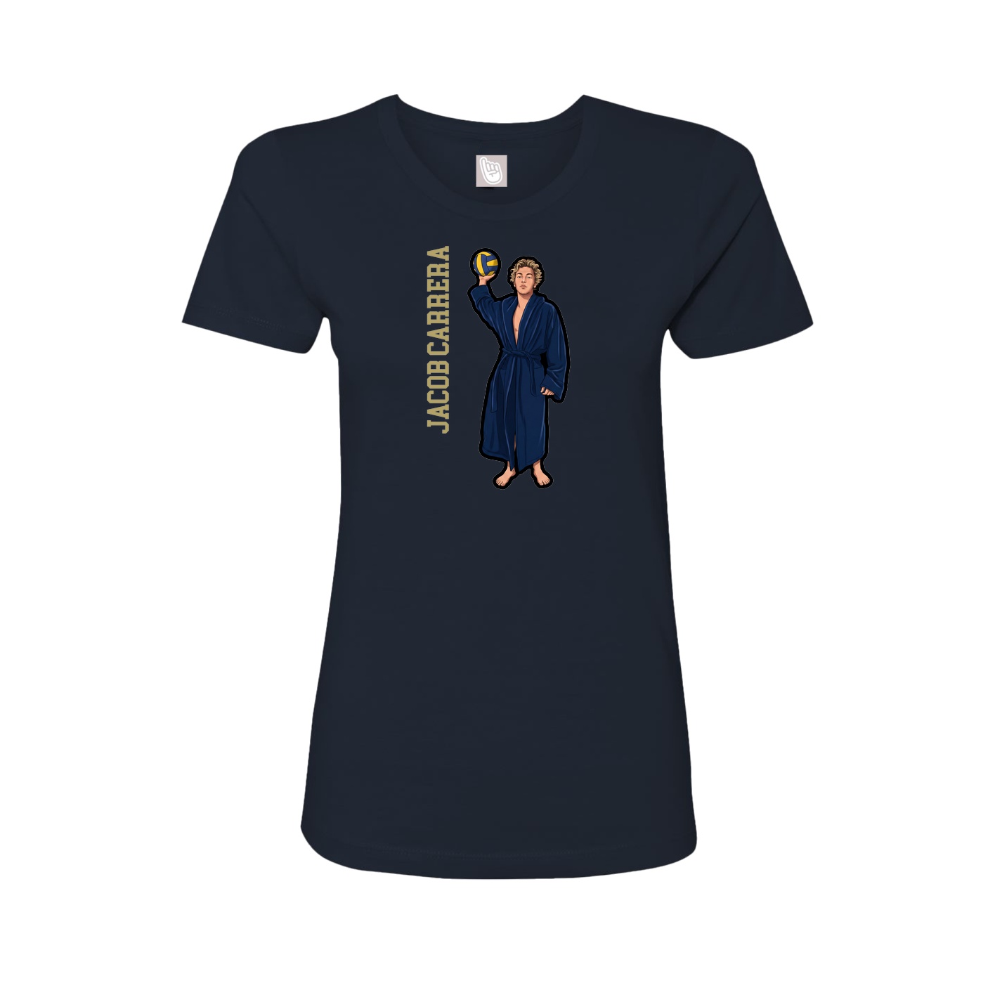 Fitted Women's Tee — Name Vertical in Navy