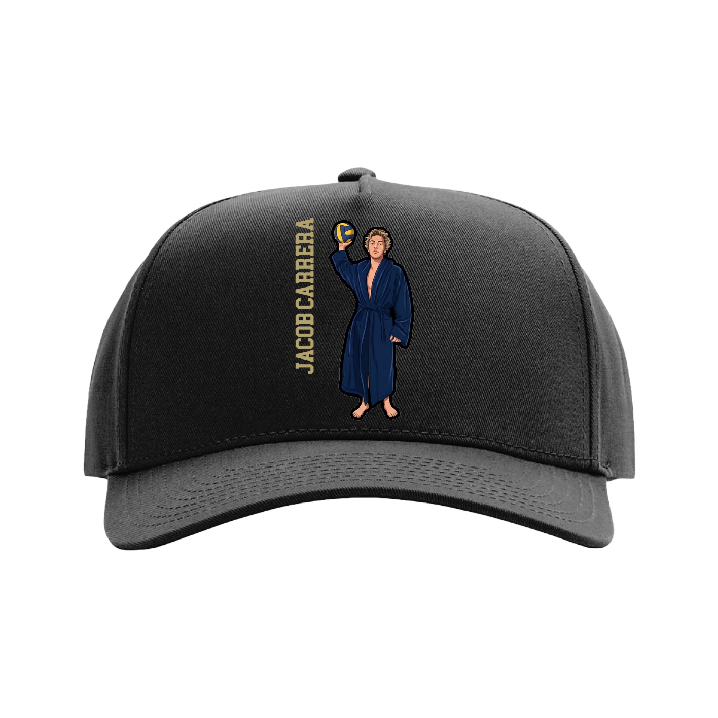 Full Fabric Five-Panel Champ Cap — Name Vertical in Black