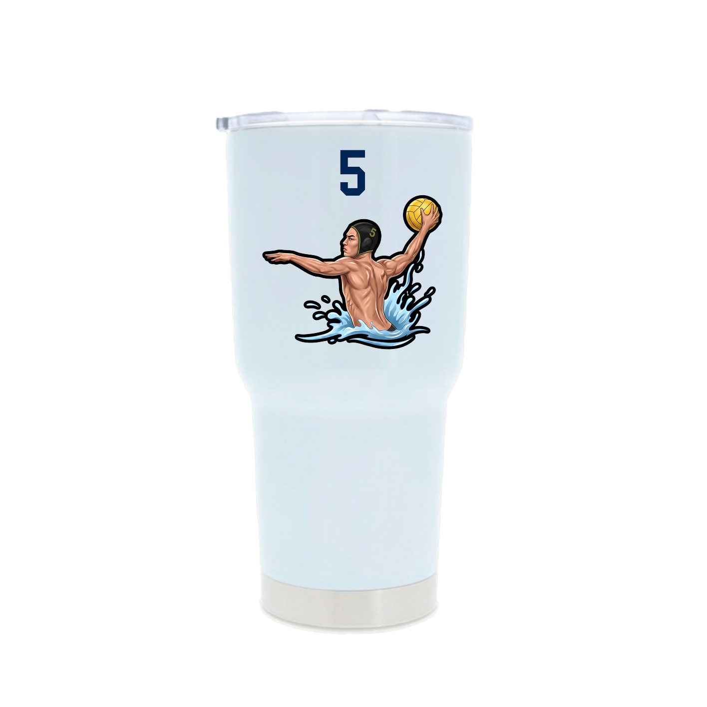 30oz Stainless Steel Tumbler — Number Top in White