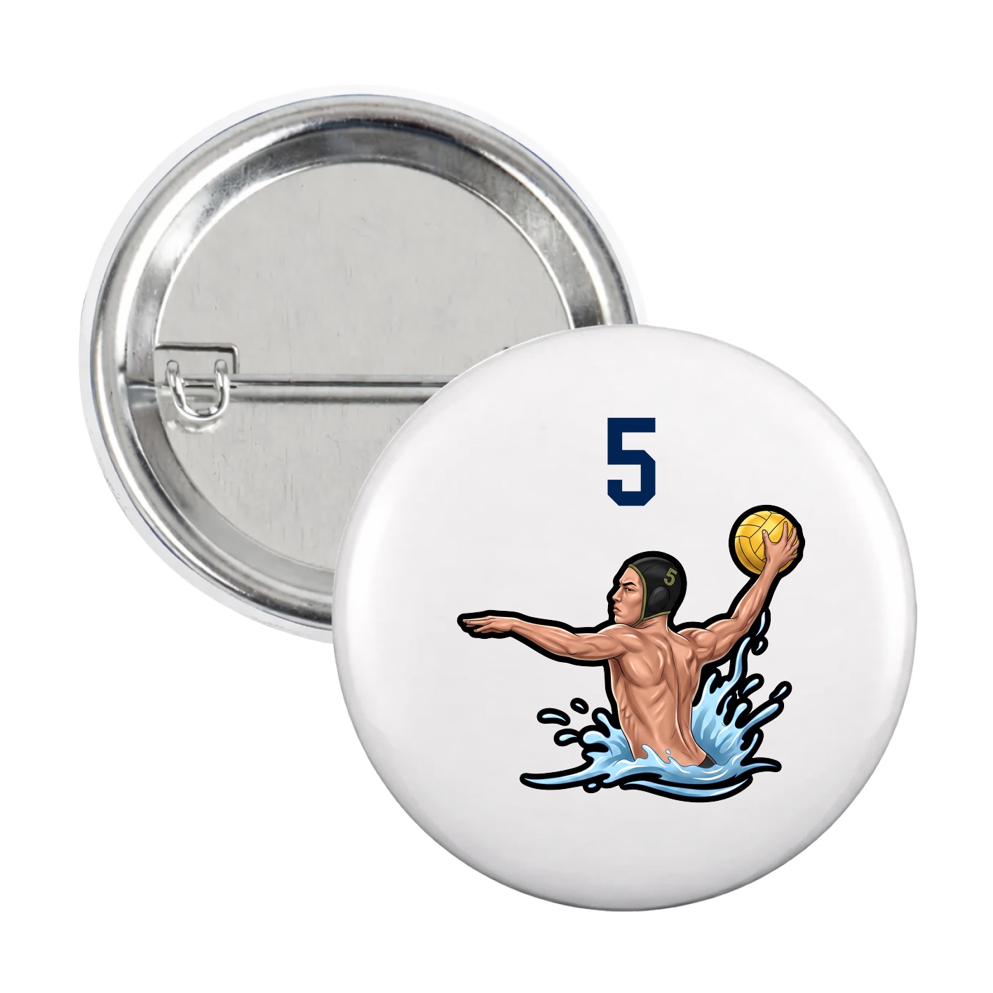 Game Day Button — Number Top in White