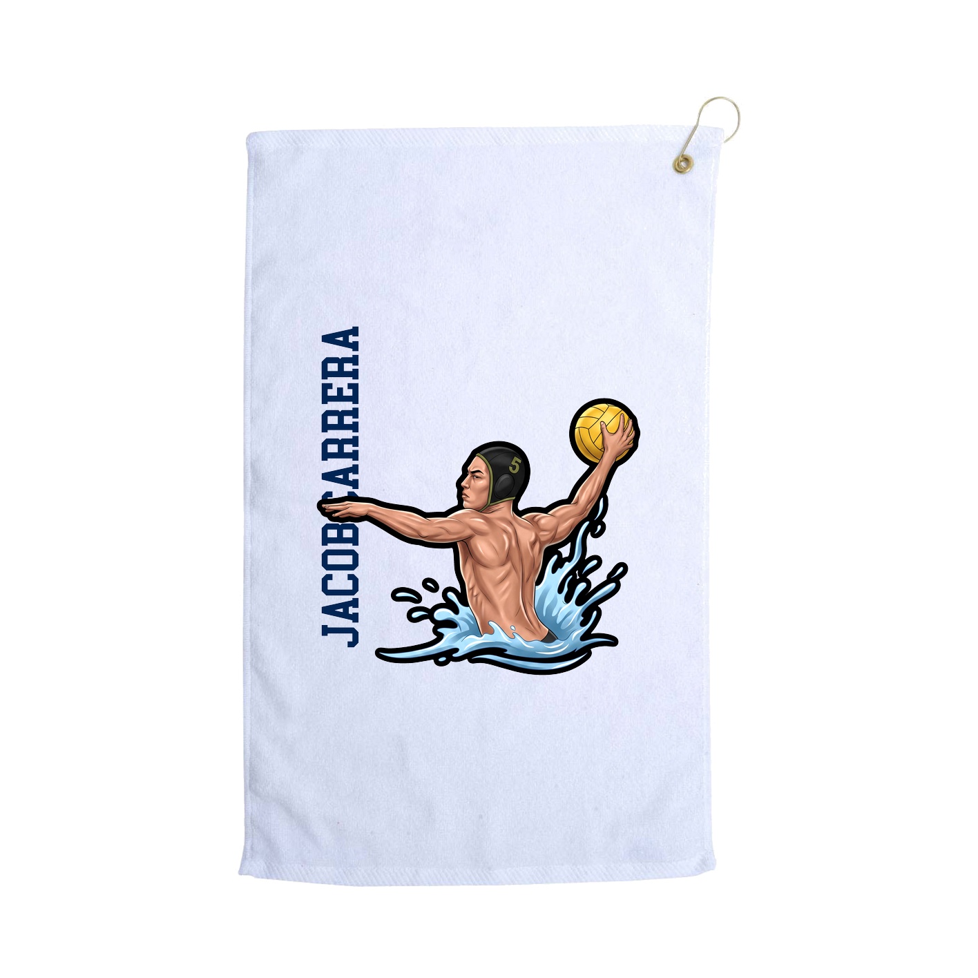Golf Towel — Name Vertical in White