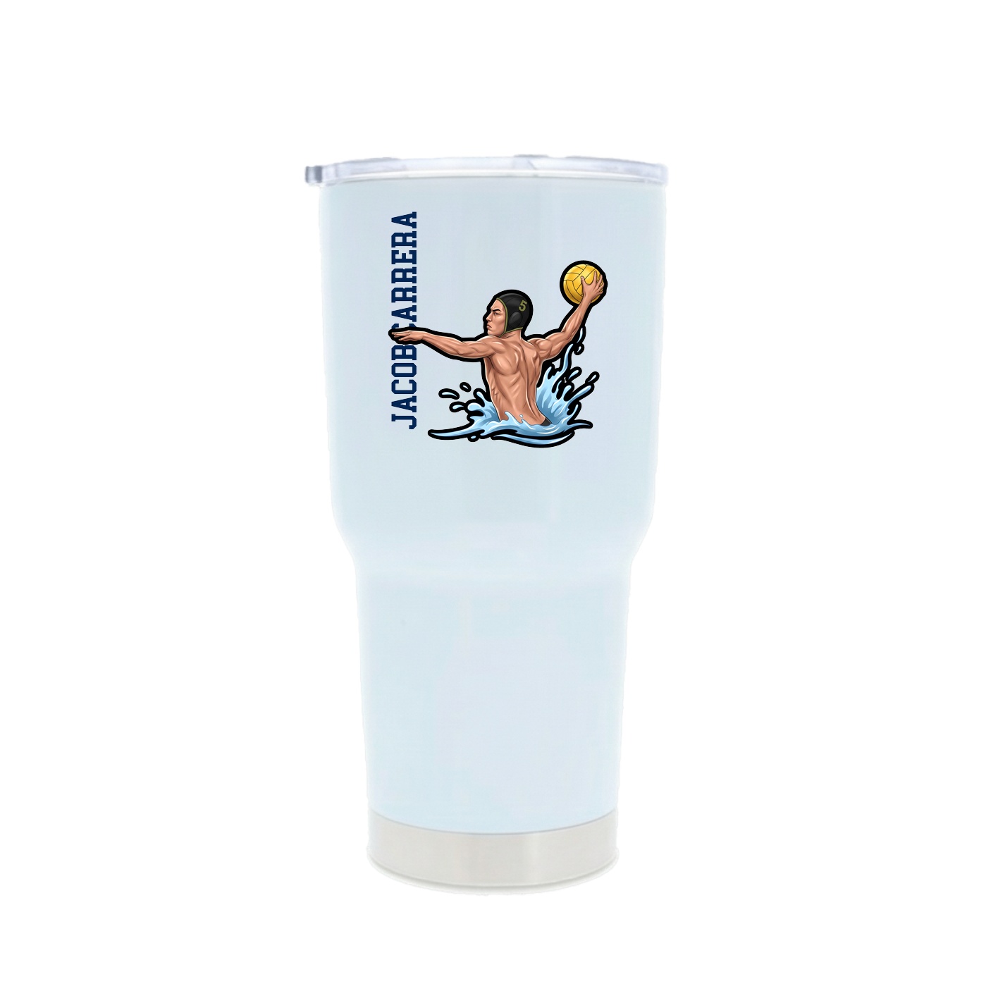 30oz Stainless Steel Tumbler — Name Vertical in White