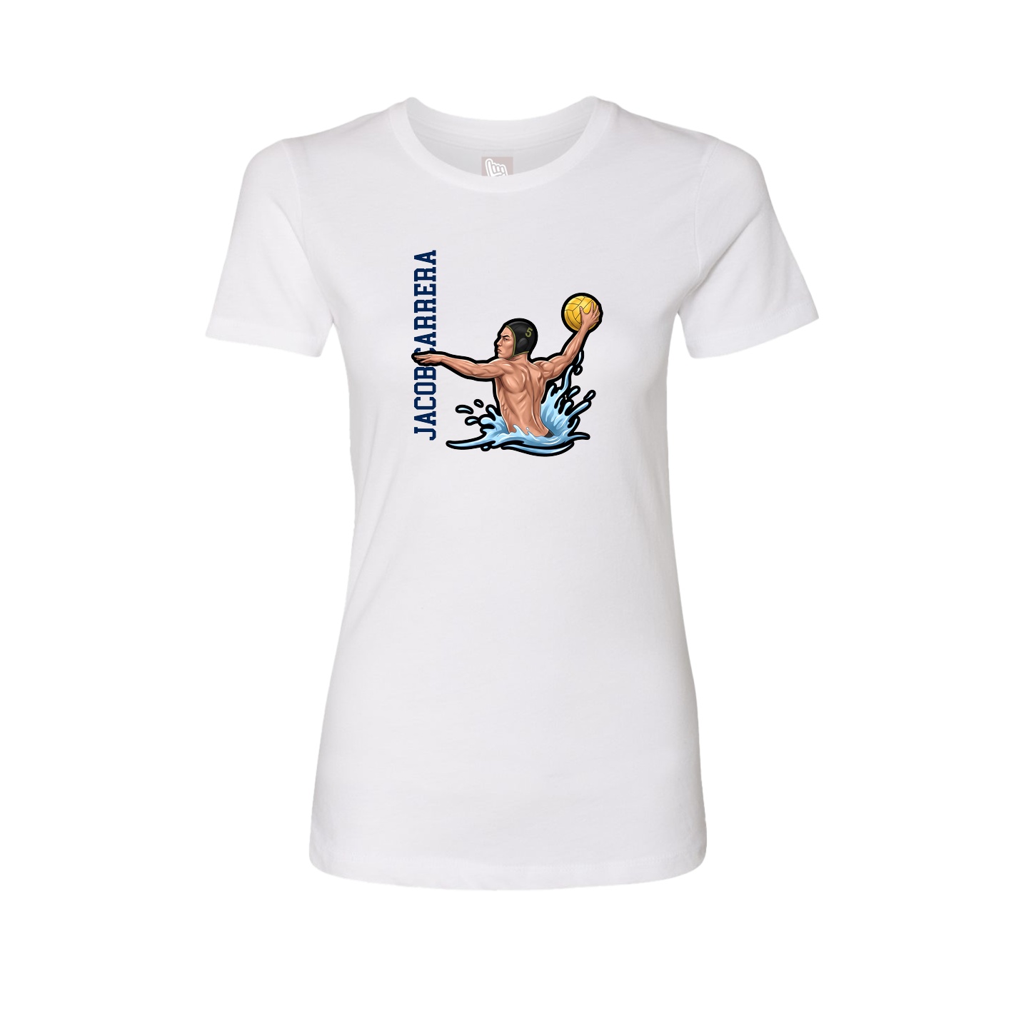Fitted Women's Tee — Name Vertical in White