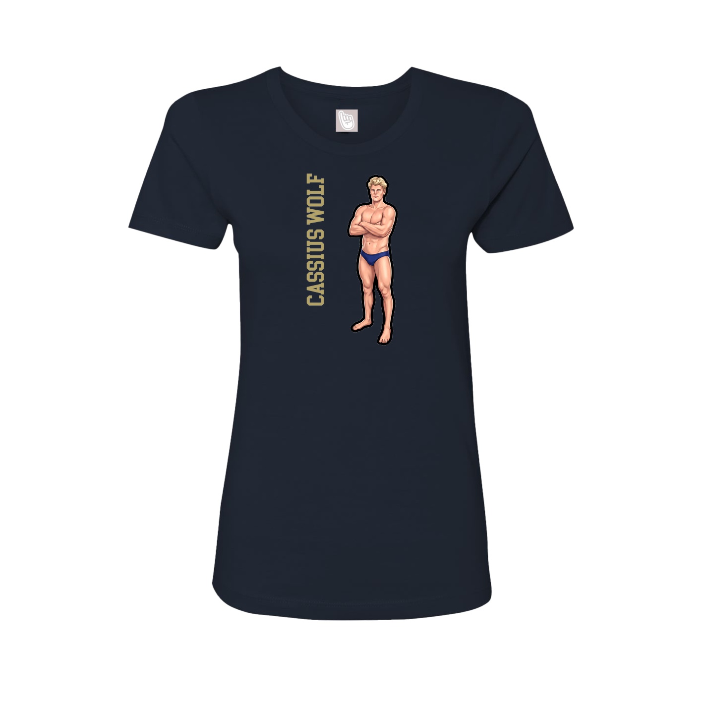 Fitted Women's Tee — Name Vertical in Navy