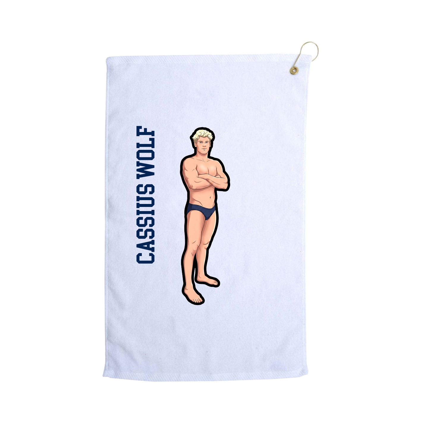 Golf Towel — Name Vertical in White