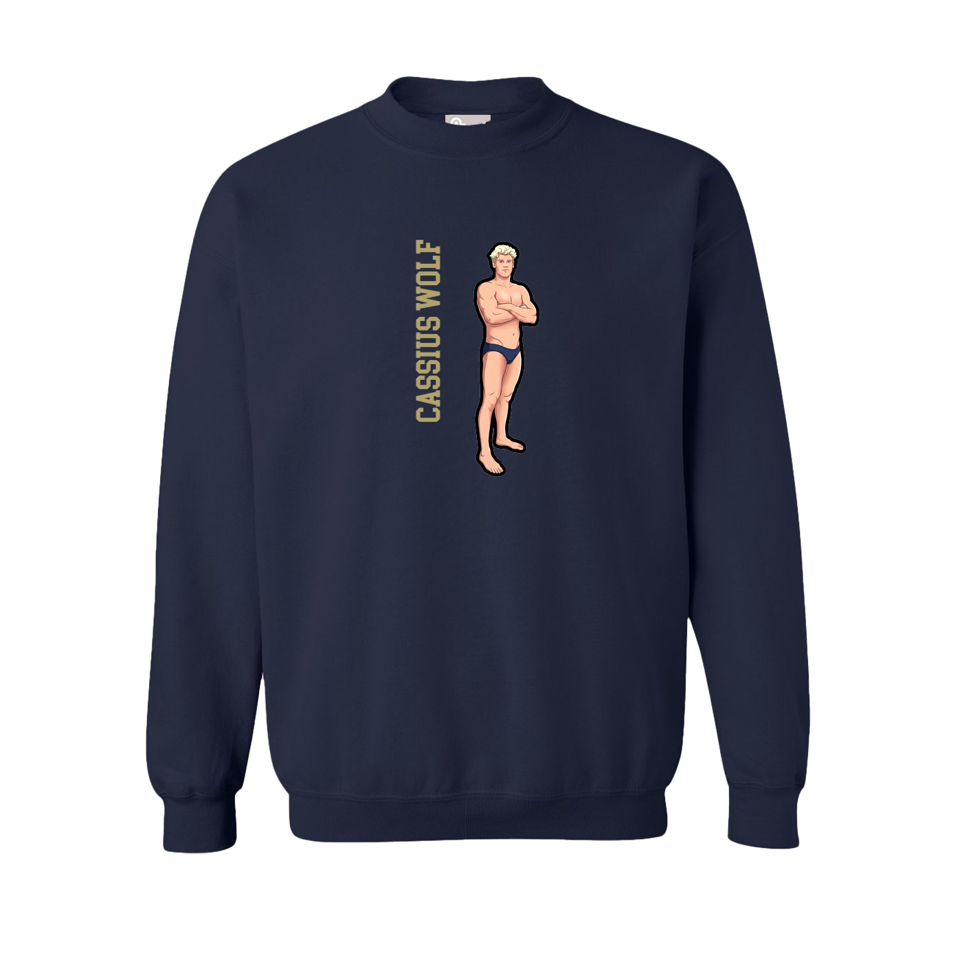 Fleece Crew — Name Vertical in Navy