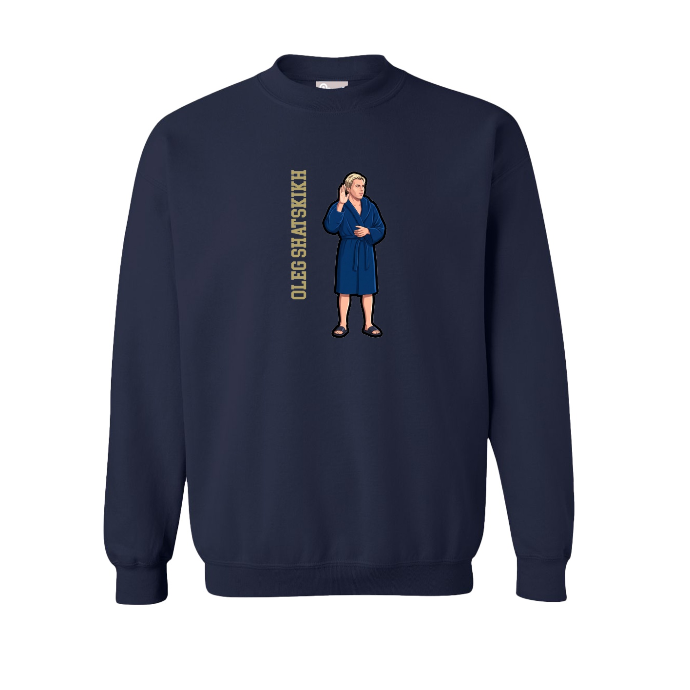 Fleece Crew — Name Vertical in Navy