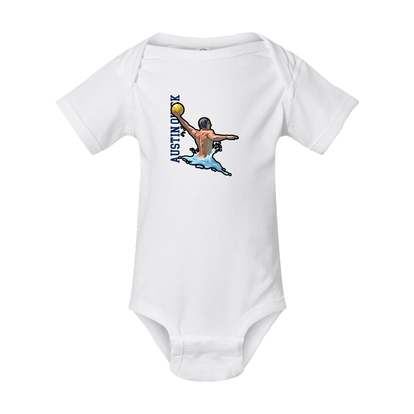 Baby Onesie — Name Vertical in White