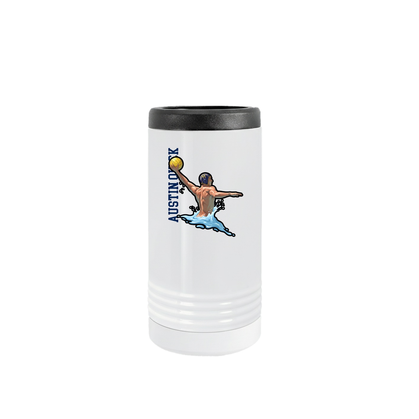 Slim Beverage Holder — Name Vertical in White