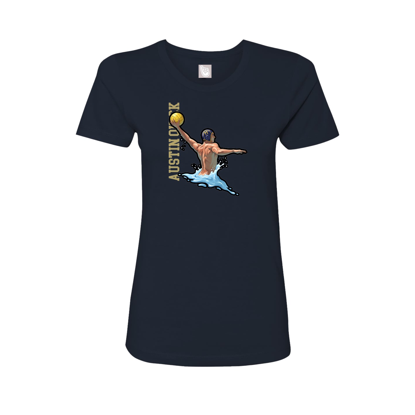 Fitted Women's Tee — Name Vertical in Navy