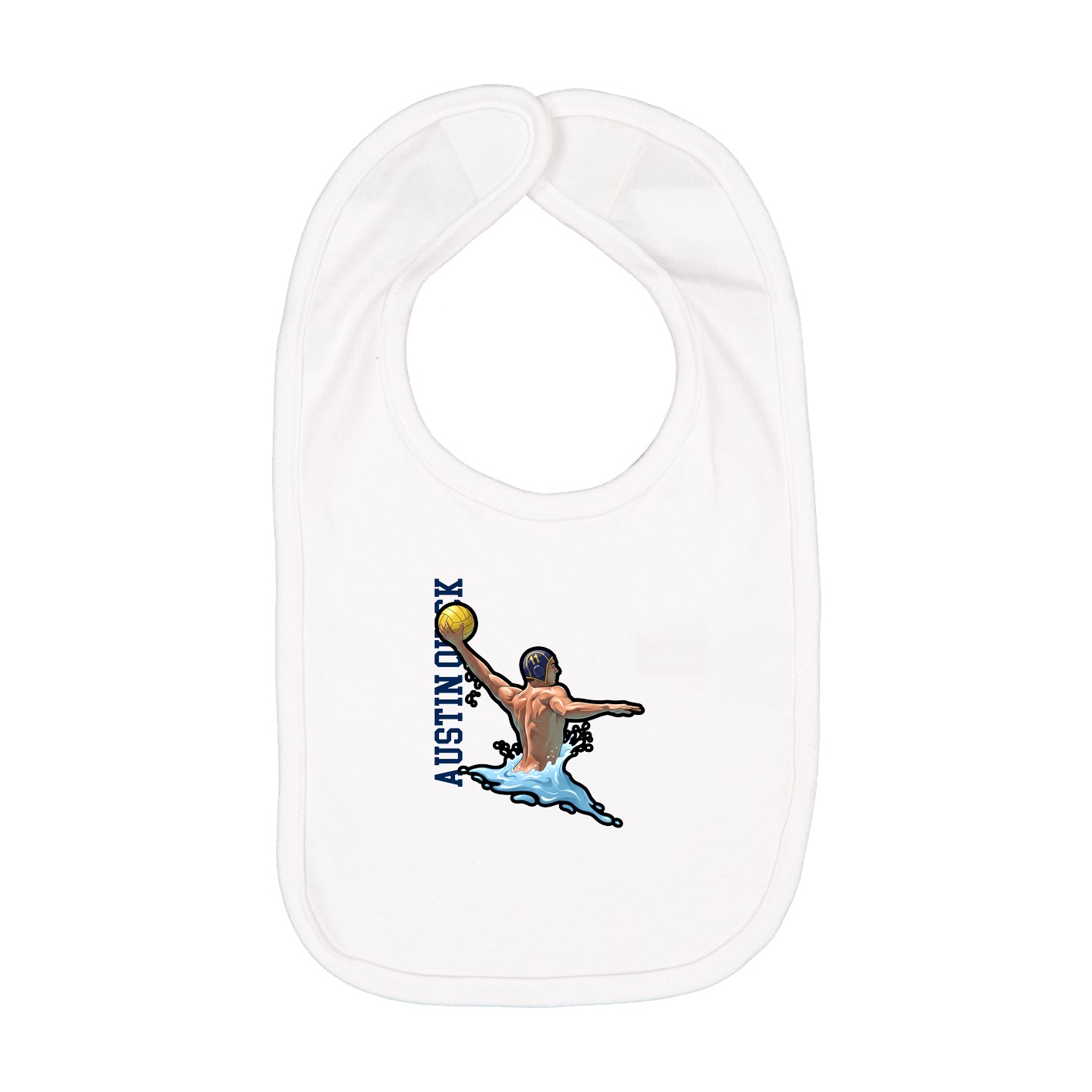 Infant Bib — Name Vertical in White