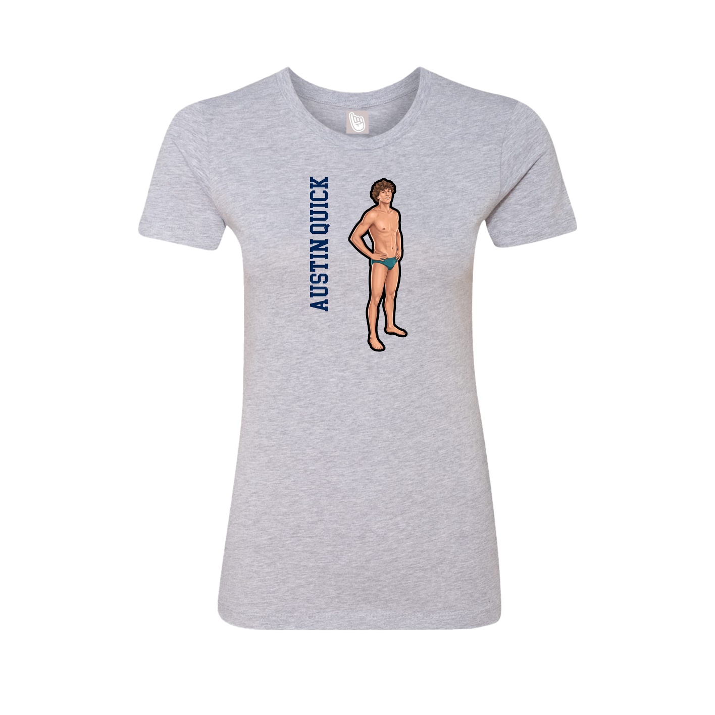 Fitted Women's Tee — Name Vertical in Grey